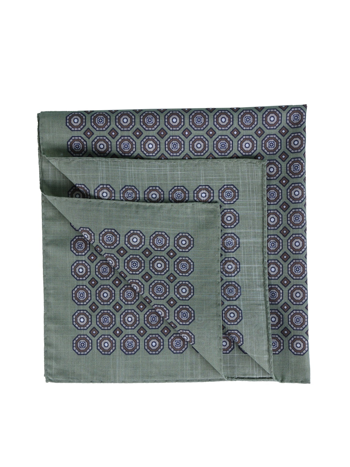 XL Green Cotton Pocket Square ROSERY
