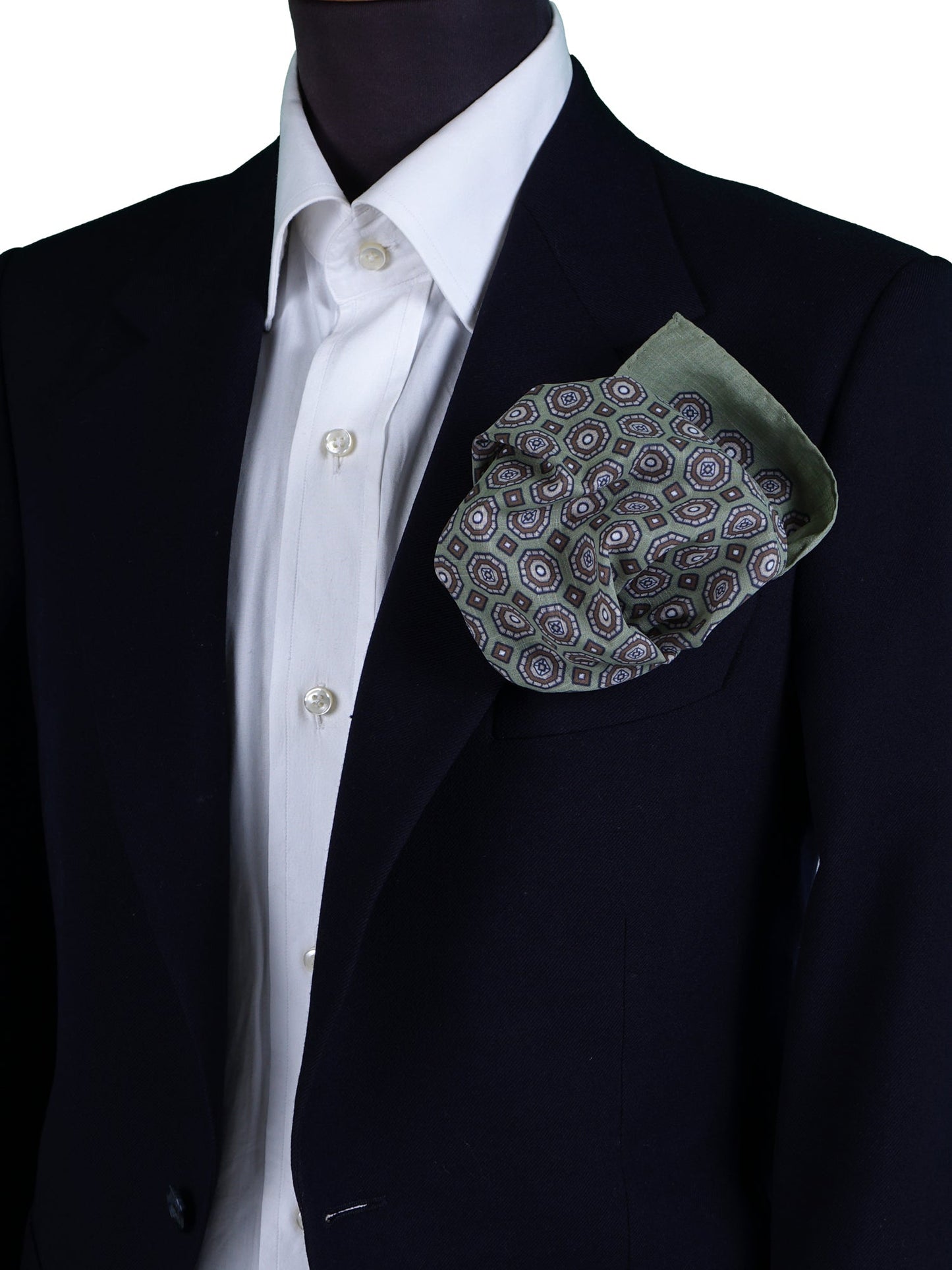 XL Green Cotton Pocket Square ROSERY