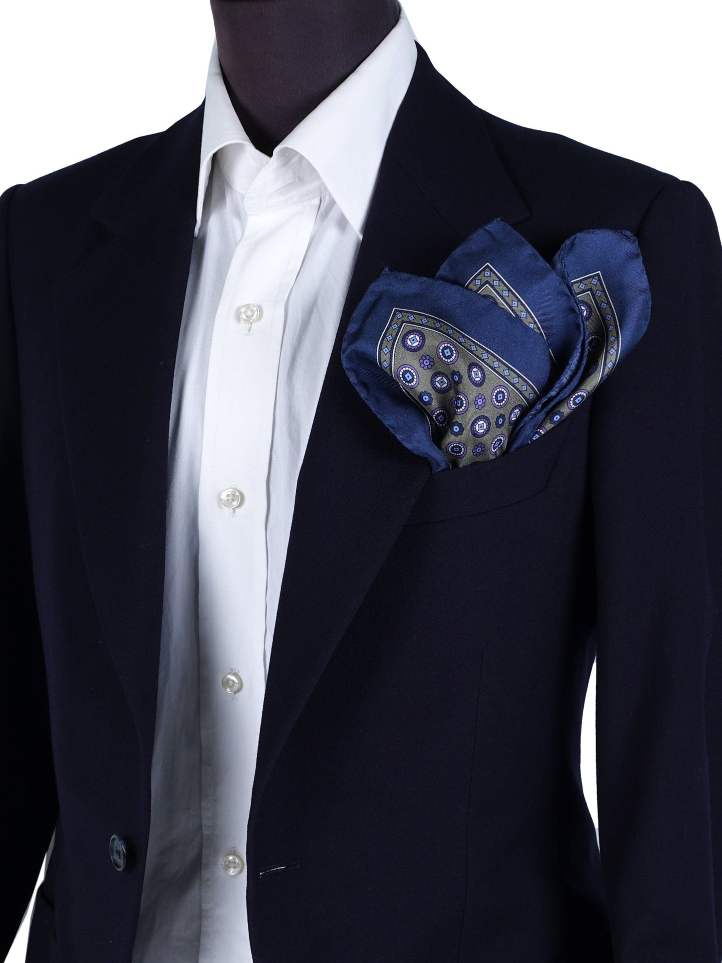 Pocket square 45x45cm gray in printed silk SKINNER