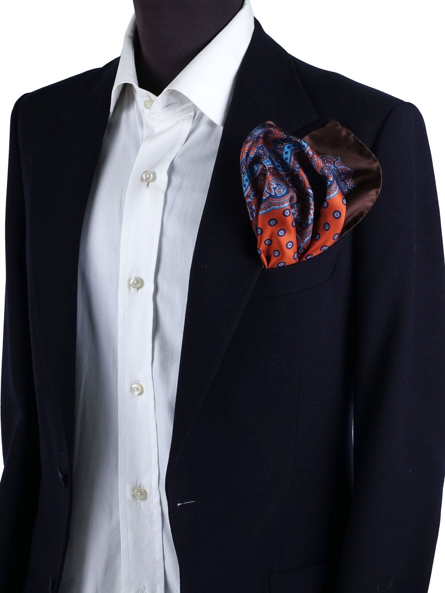 Pocket square 45x45cm orange printed silk MARINA