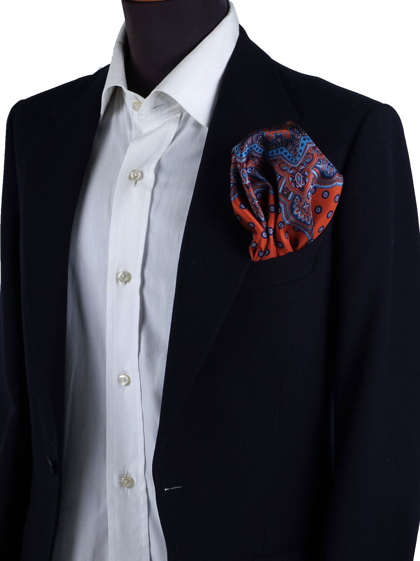 Pocket square 45x45cm orange printed silk MARINA