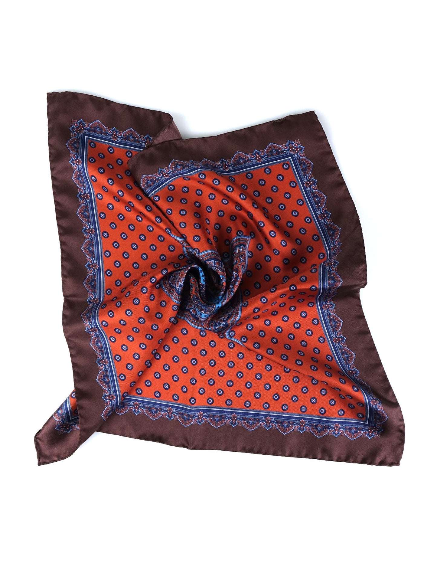 Pocket square 45x45cm orange printed silk MARINA