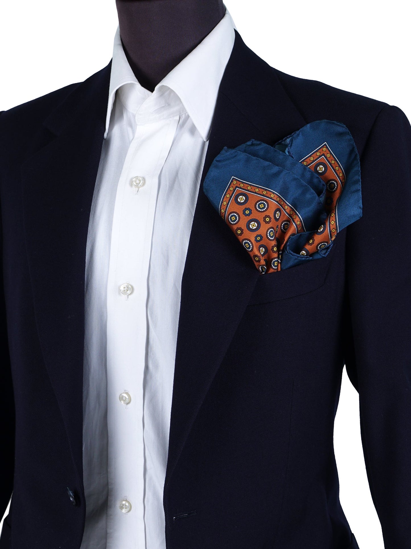 Pocket square 45x45cm orange in printed silk SKINNER