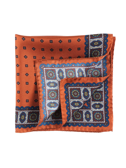 Pocket square 45x45cm orange in printed silk DALI