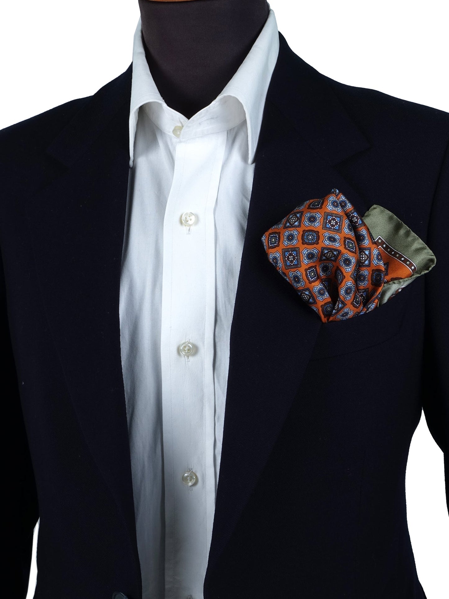 Orange Printed Silk XL Pocket Square DANIELE