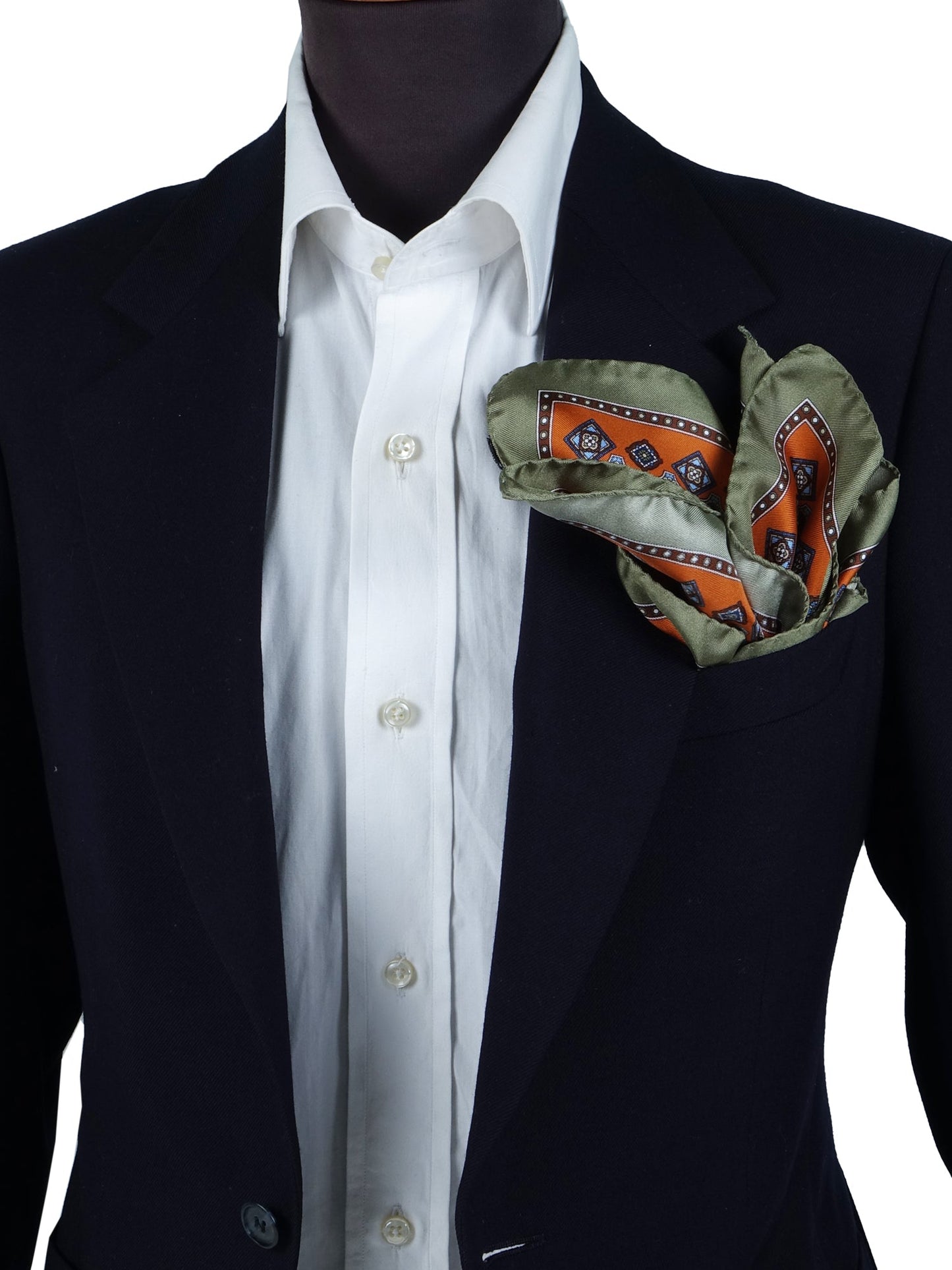 Orange Printed Silk XL Pocket Square DANIELE