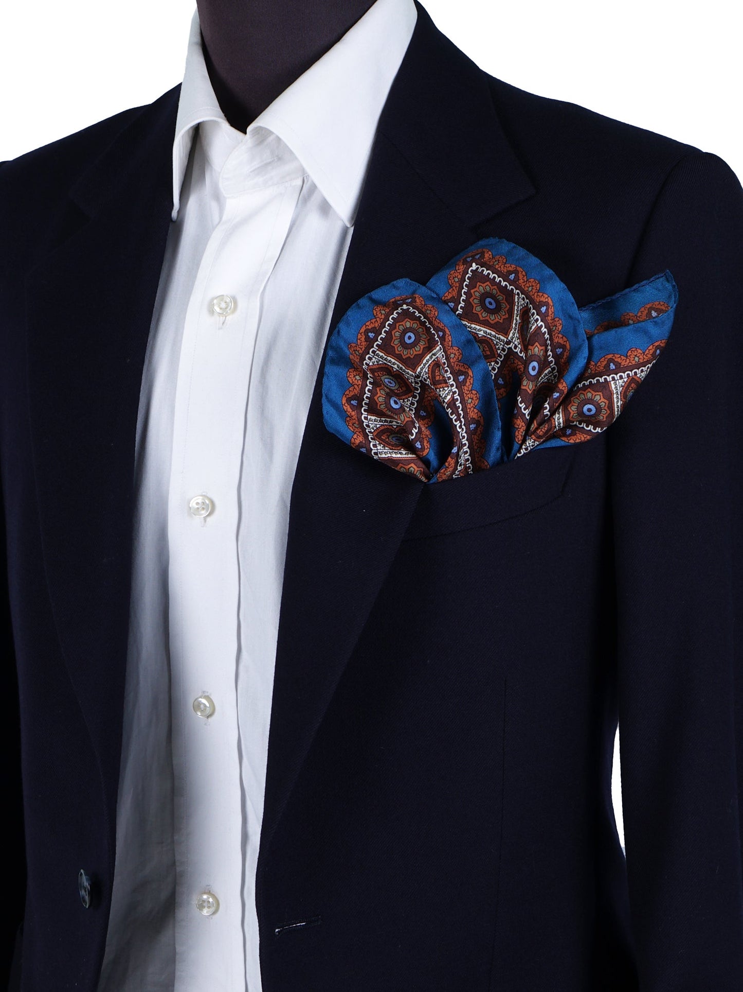 Pocket Square 45x45cm Teal in Printed Silk DALI