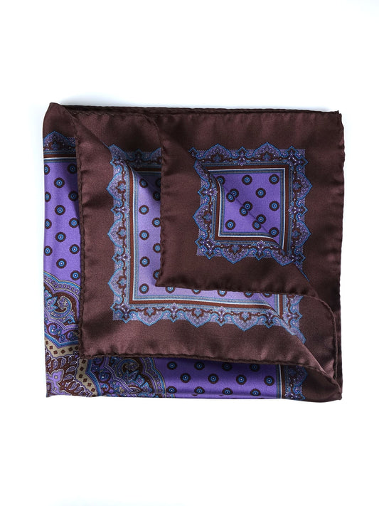 Pocket square 45x45cm purple printed silk MARINA