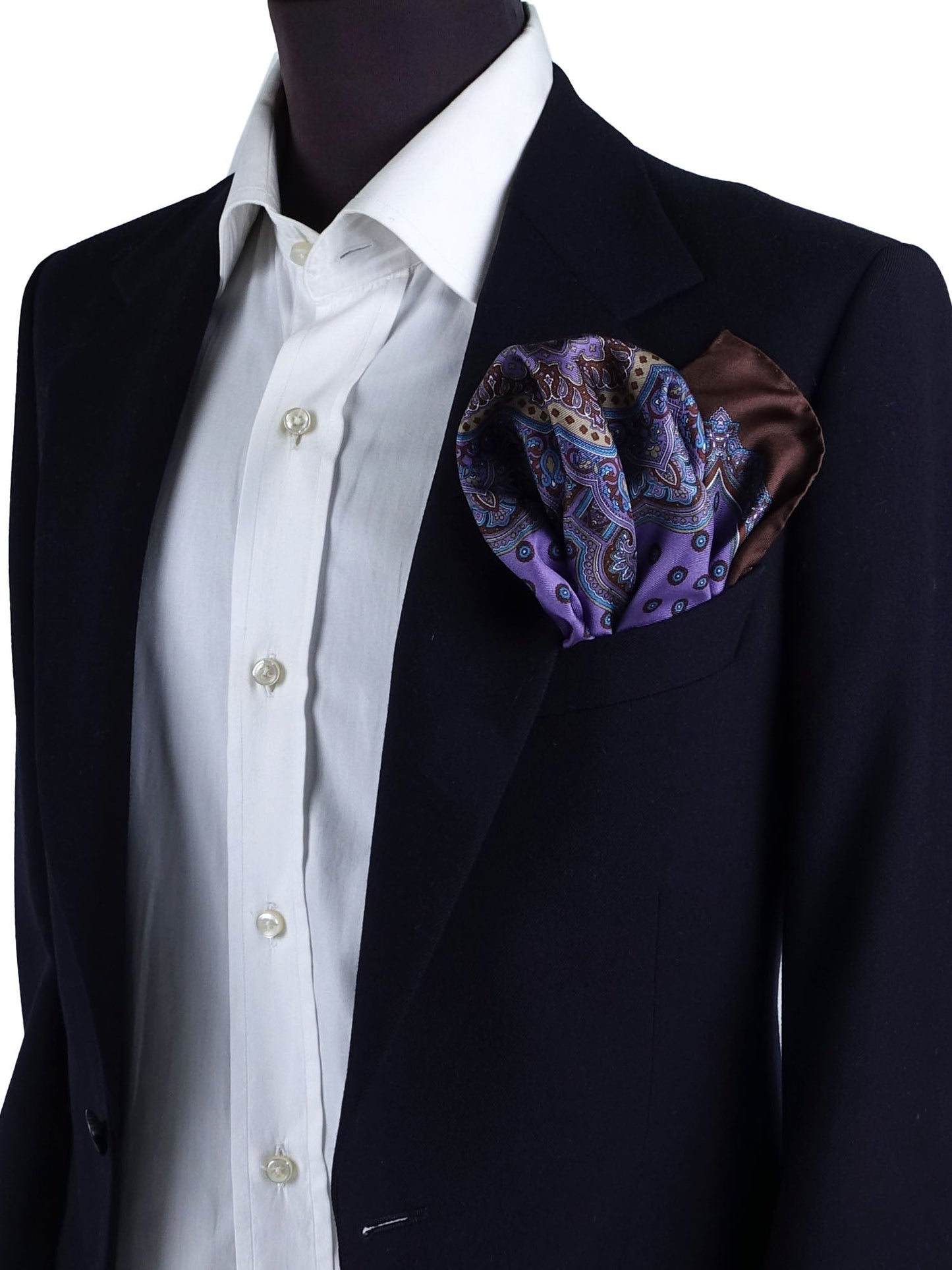 Pocket square 45x45cm purple printed silk MARINA