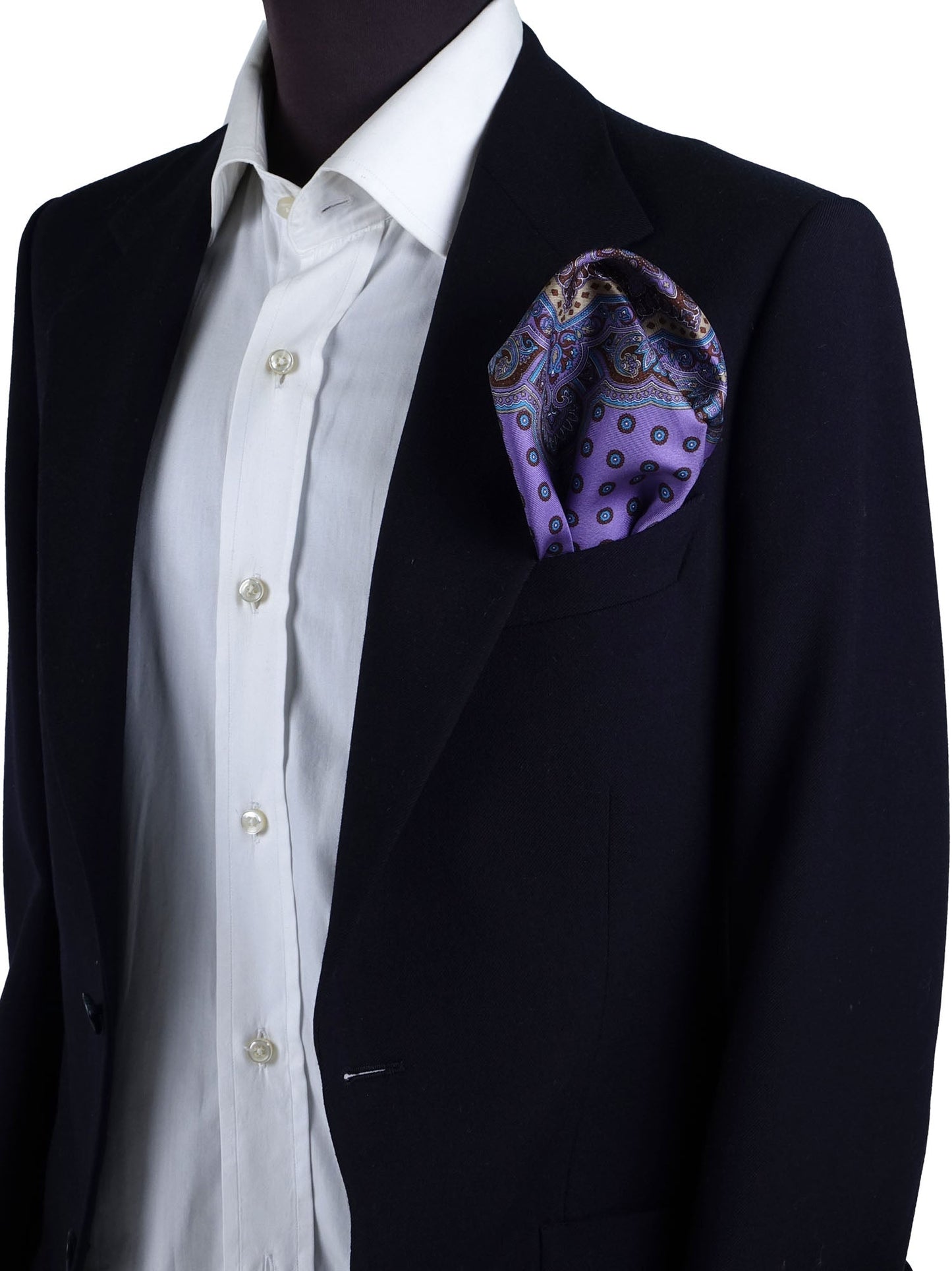 Pocket square 45x45cm purple printed silk MARINA