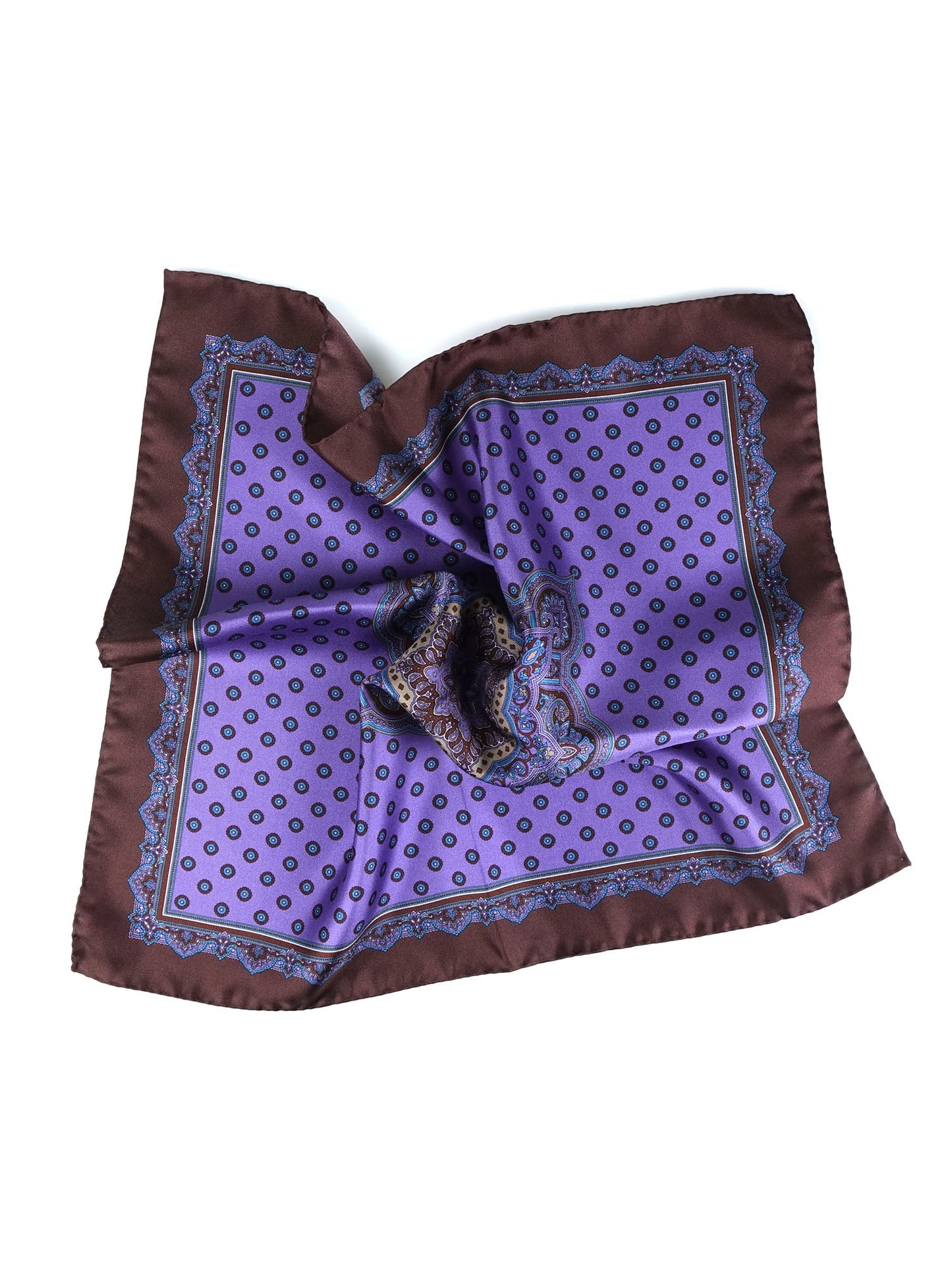 Pocket square 45x45cm purple printed silk MARINA