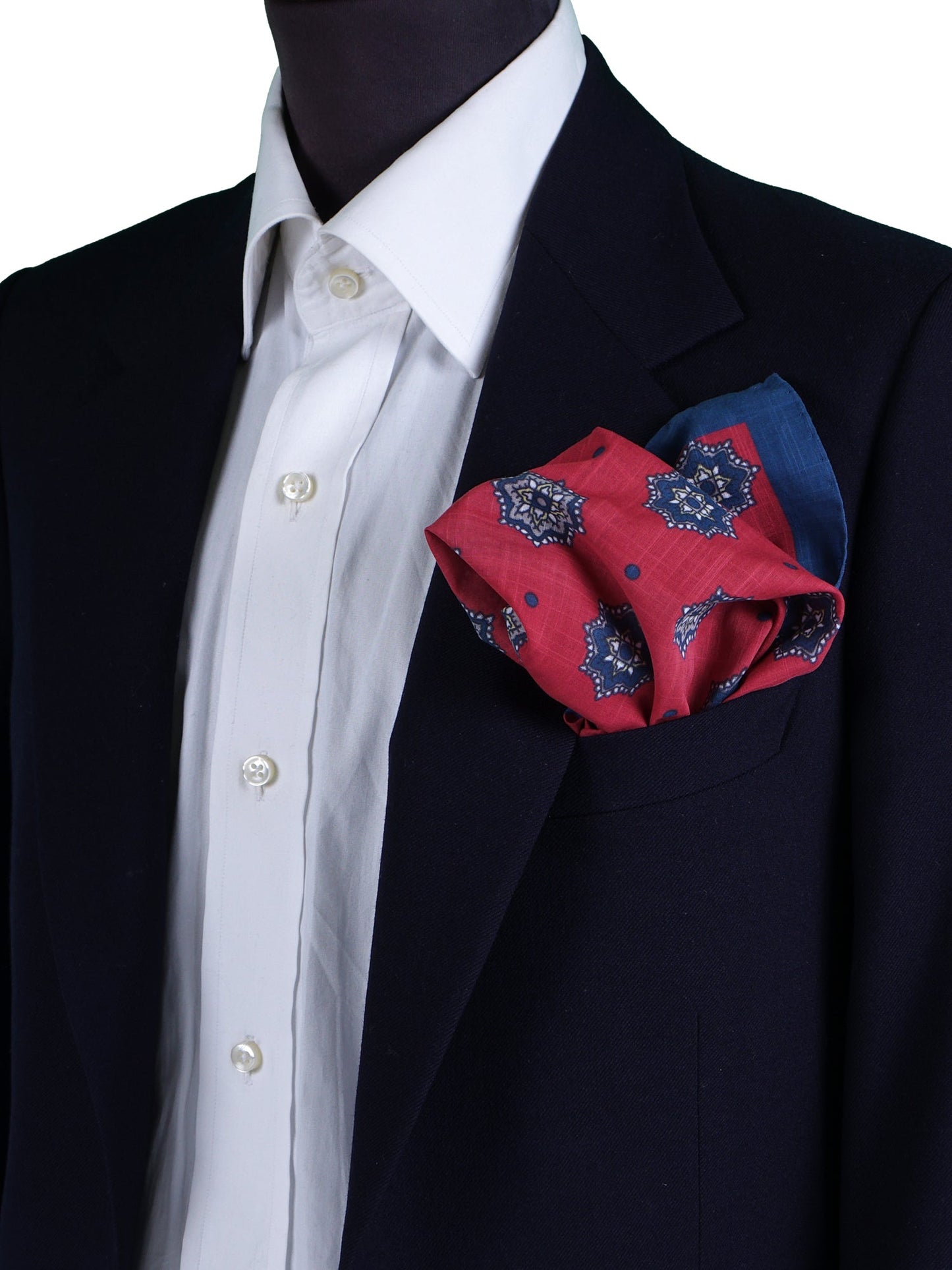 XL Red Pocket Square in Pure Cotton SHAKI