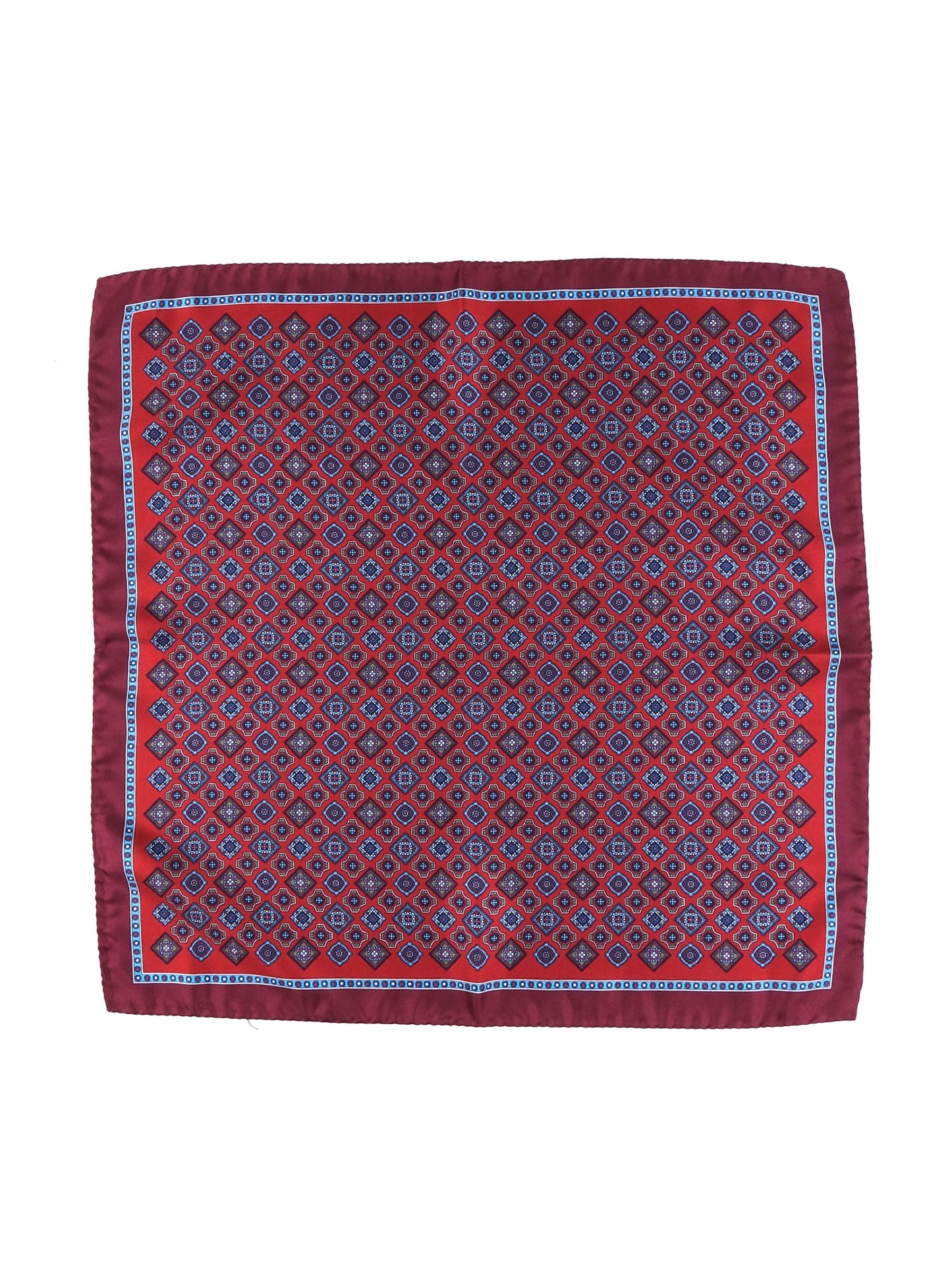 XL Rust Pocket Square in Printed Silk DANIELE