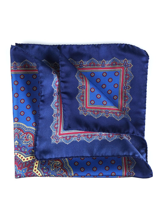 Pocket square 45x45cm electric blue in printed silk MARINA