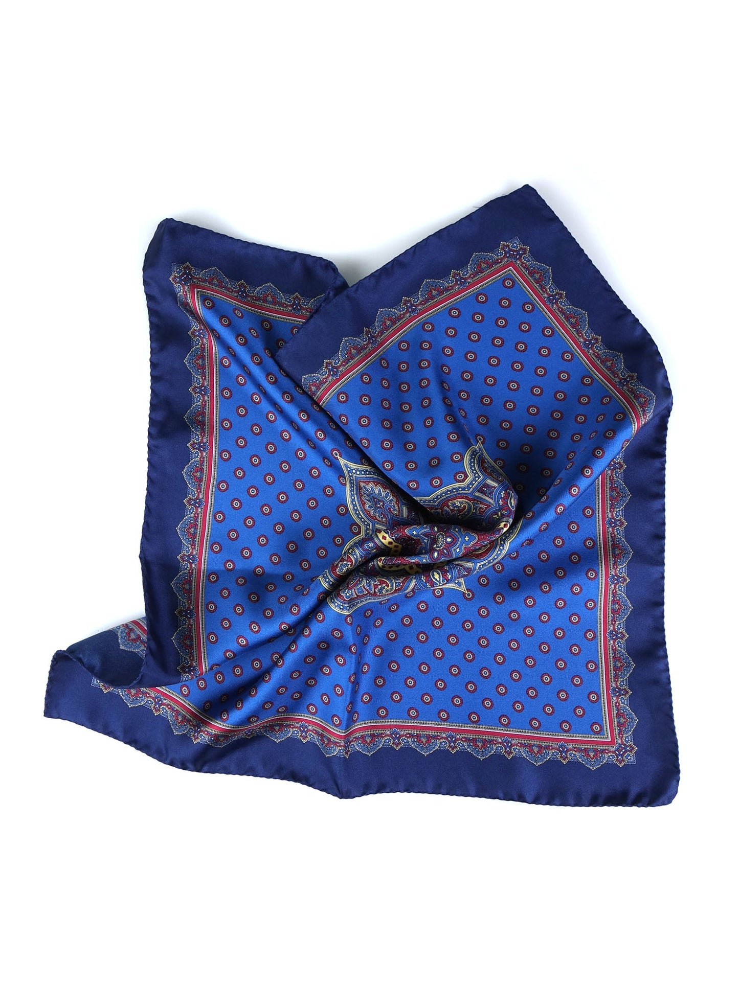 Pocket square 45x45cm electric blue in printed silk MARINA