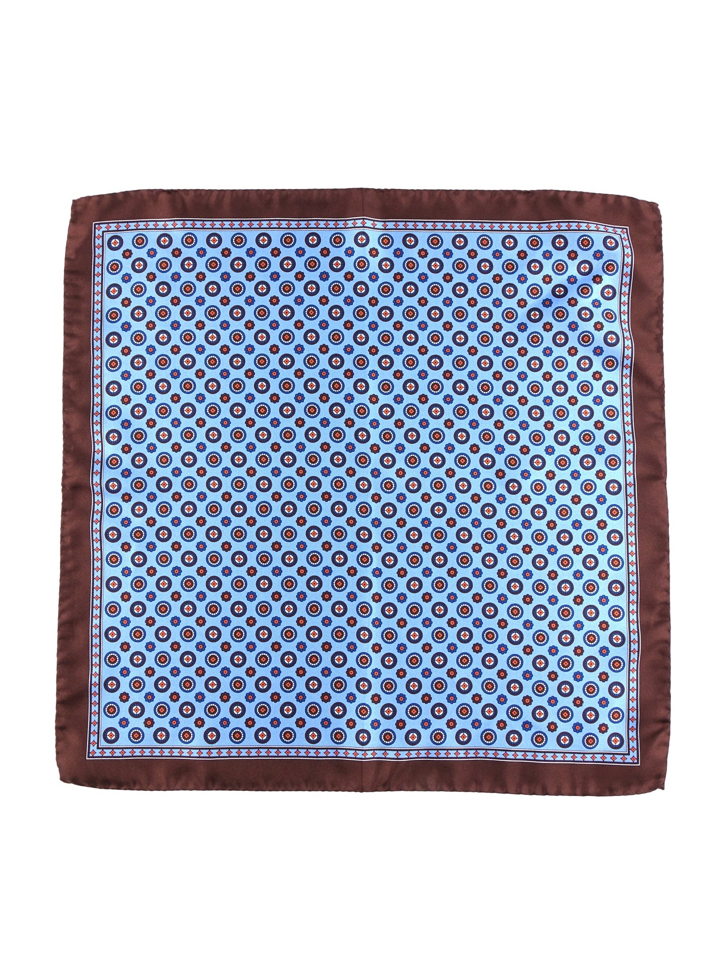 Pocket square 45x45cm light blue printed silk SKINNER