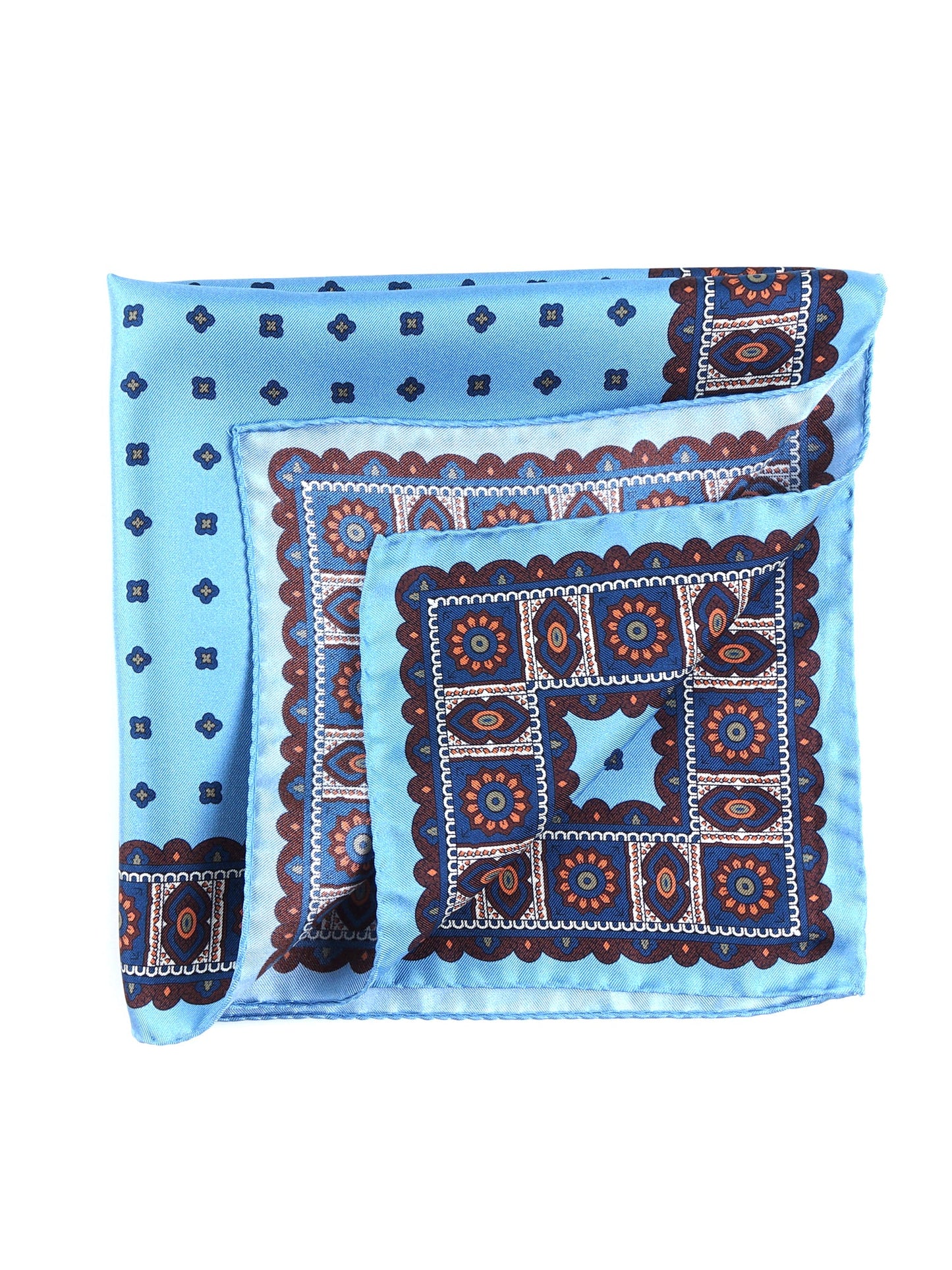 Pocket square 45x45cm light blue printed silk DALI