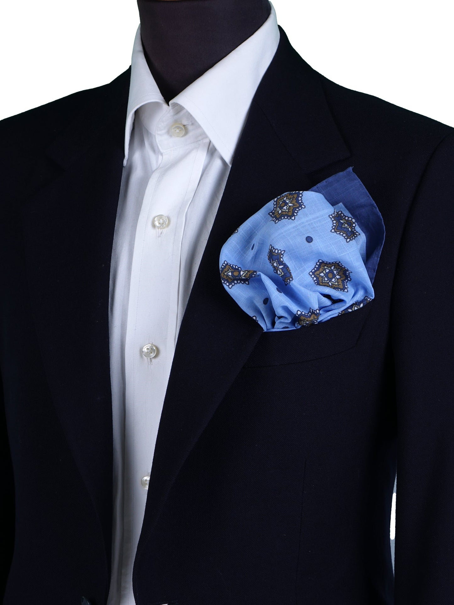 XL Light Blue Pocket Square in Pure Cotton SHAKI
