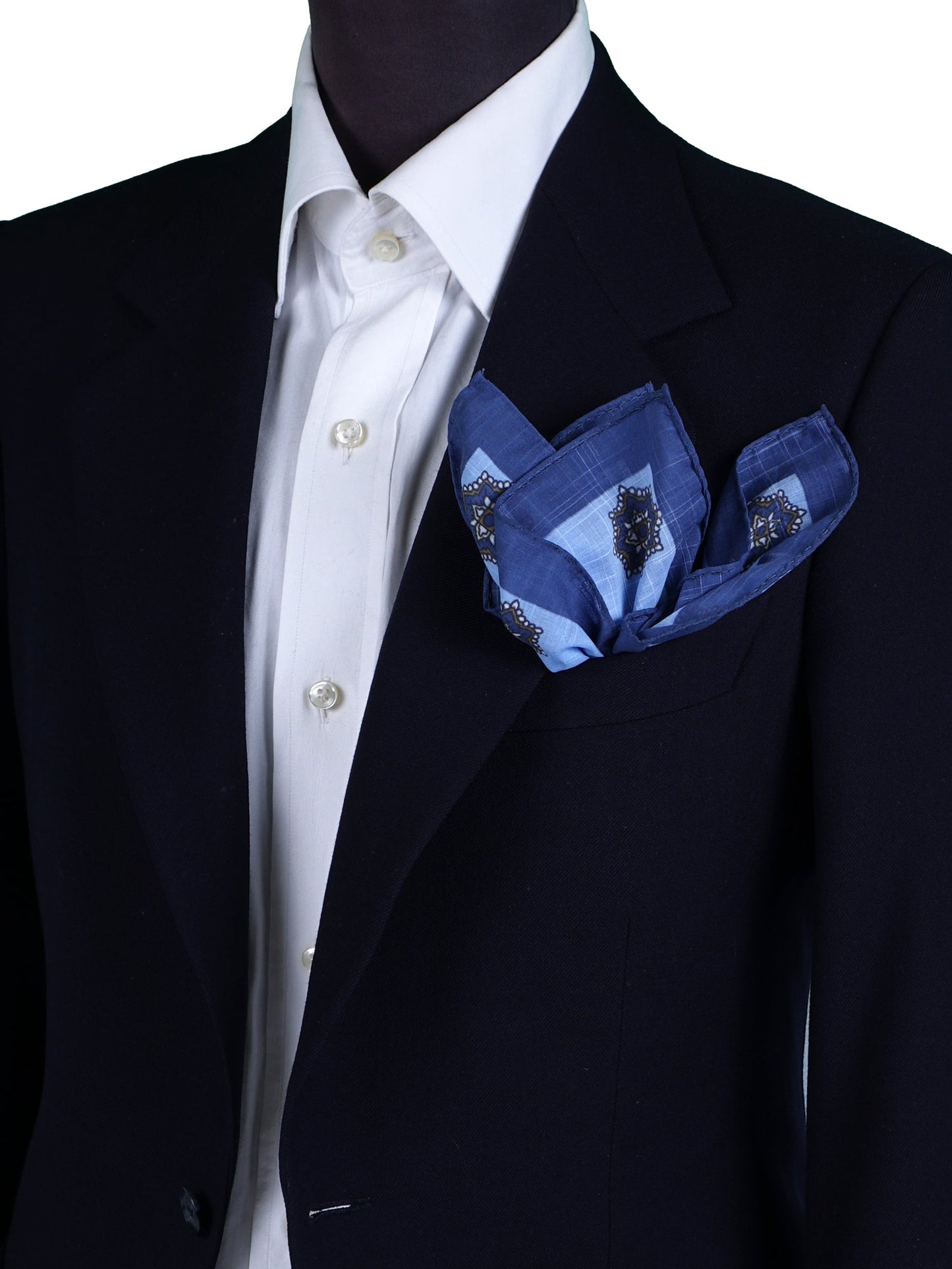XL Light Blue Pocket Square in Pure Cotton SHAKI