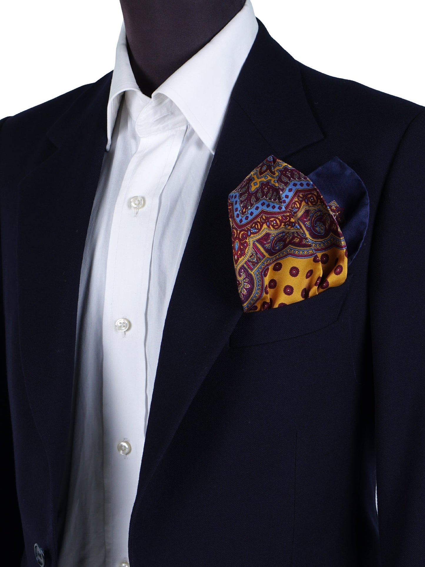 Pocket Square 45x45cm Yellow Printed Silk MARINA