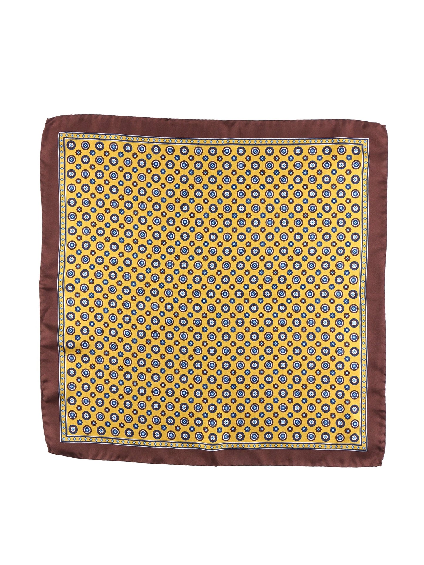 Pocket Square 45x45cm Yellow Printed Silk SKINNER