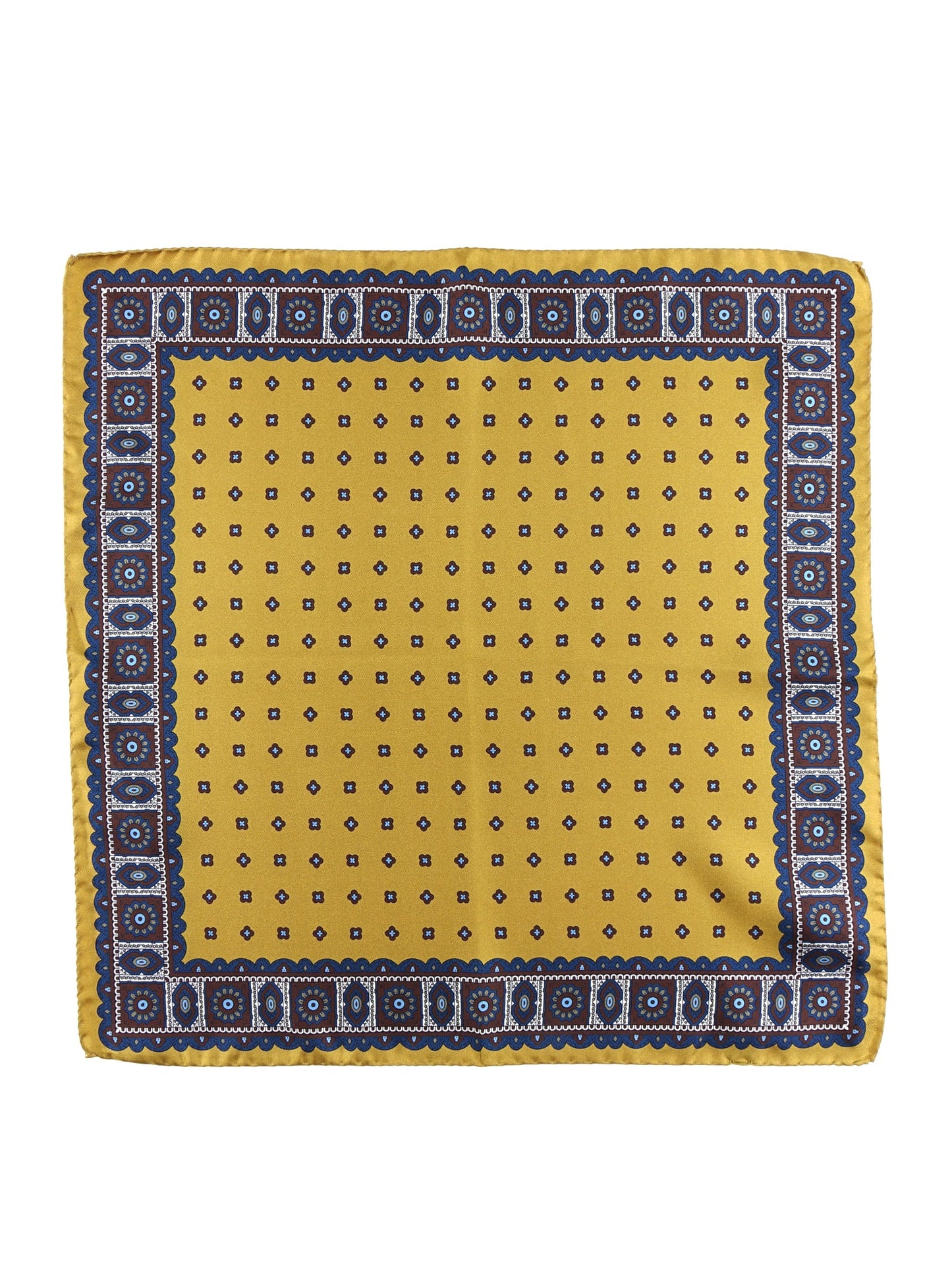 Pocket Square 45x45cm Yellow in Printed Silk DALI