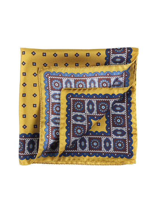 Pocket Square 45x45cm Yellow in Printed Silk DALI