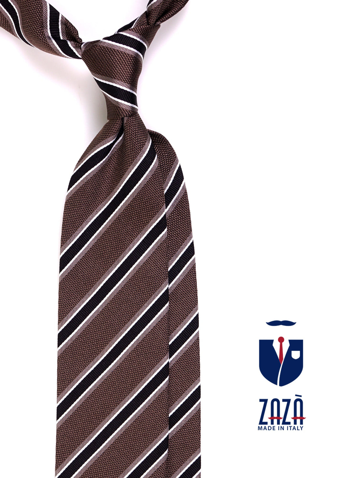 FEDORA brown woven silk 3-fold tie