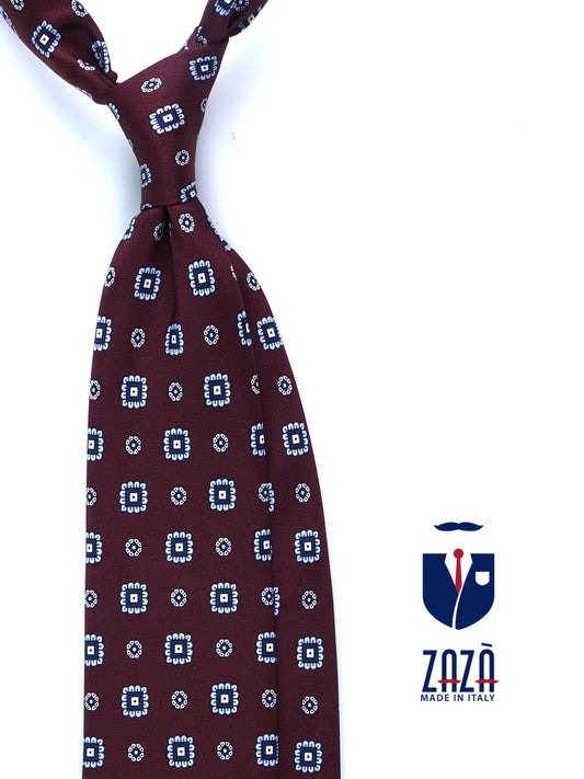 FEIN 3 fold printed silk tie in Bordeaux
