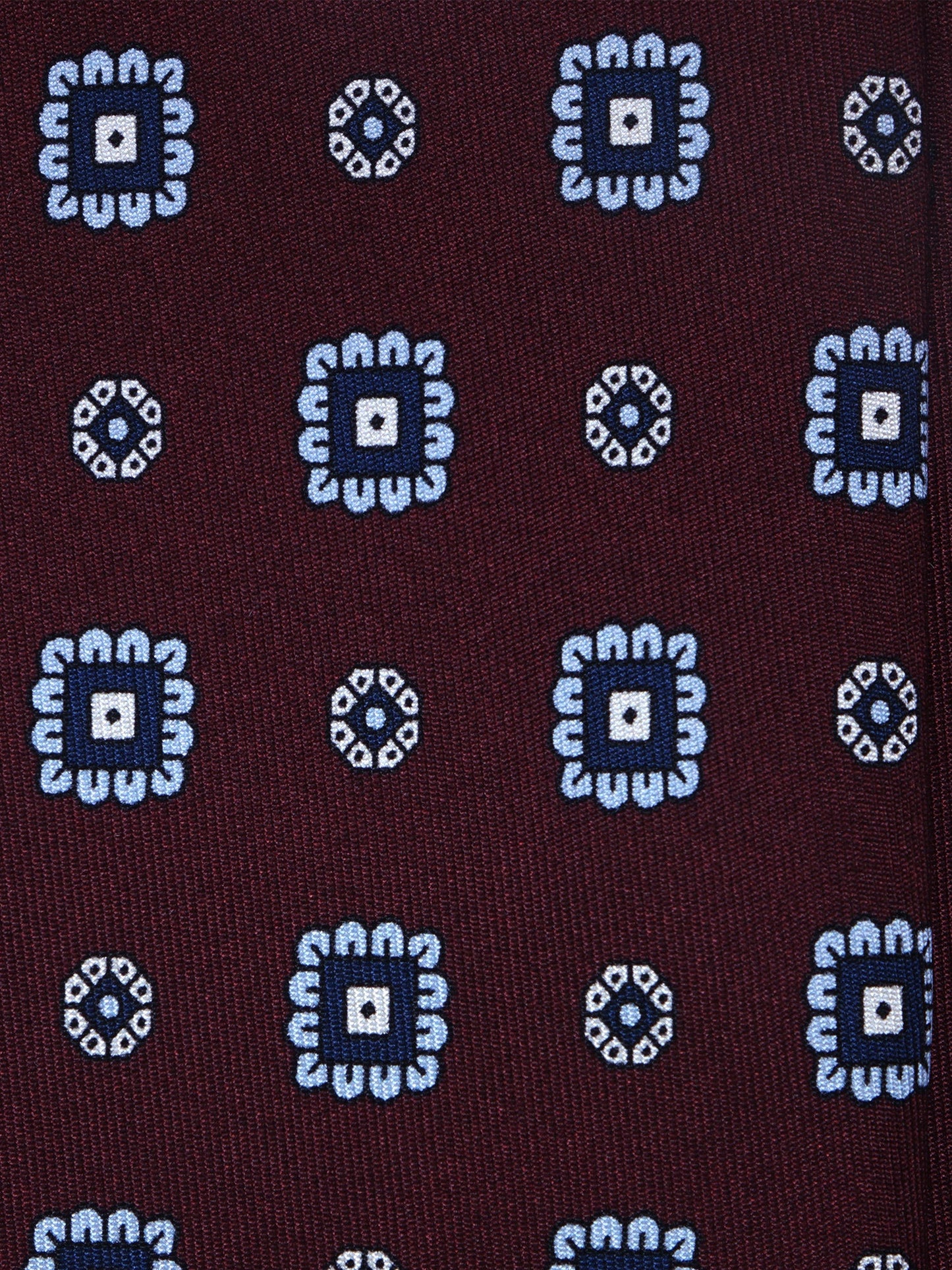 FEIN 3 fold printed silk tie in Bordeaux