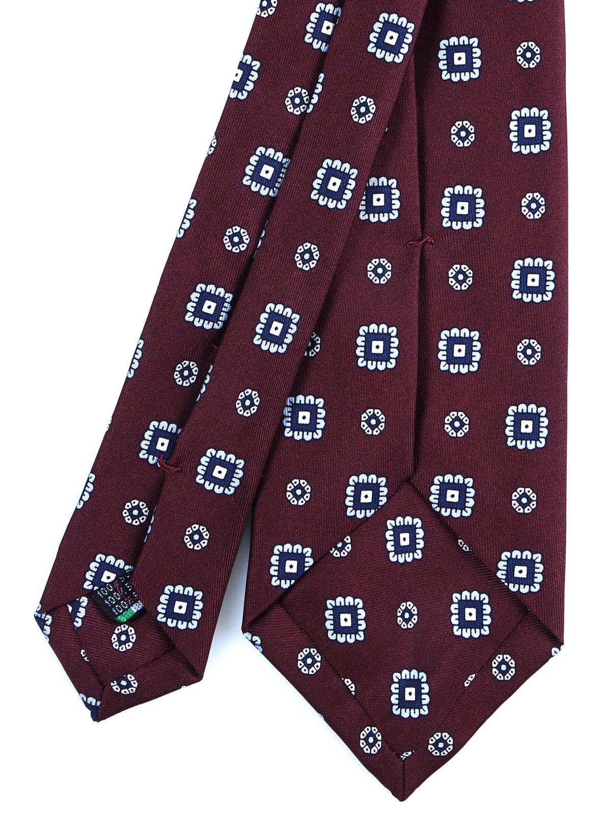 FEIN 3 fold printed silk tie in Bordeaux