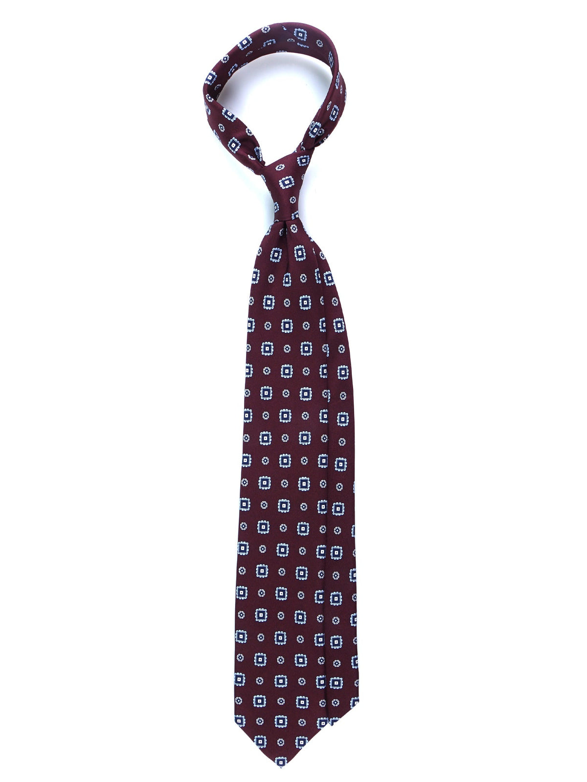 FEIN 3 fold printed silk tie in Bordeaux
