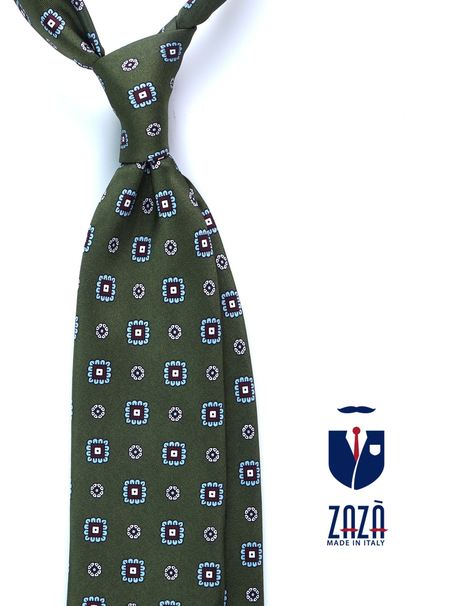 FEIN 3-fold tie in green printed silk