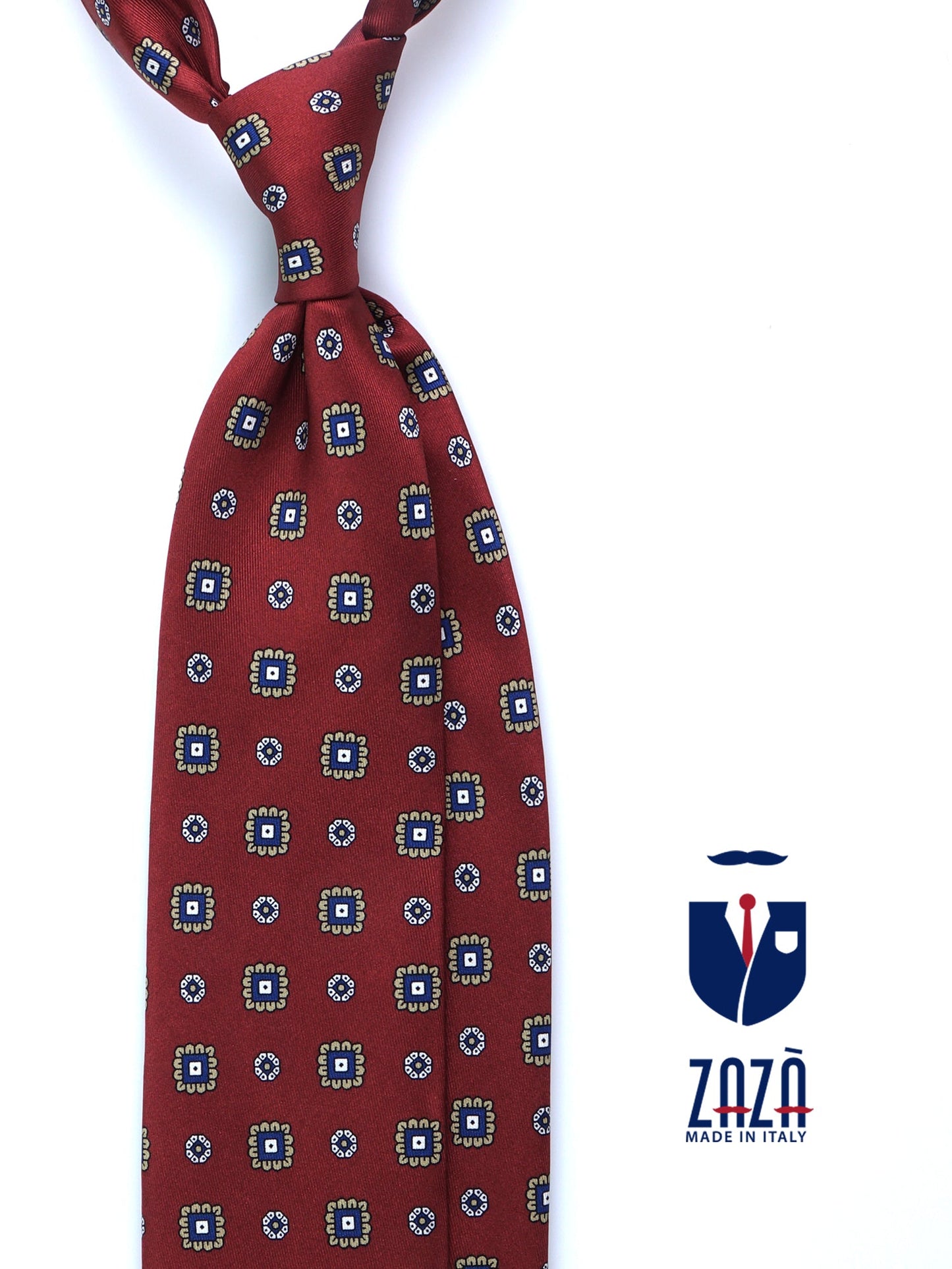 FEIN 3-fold tie in red printed silk