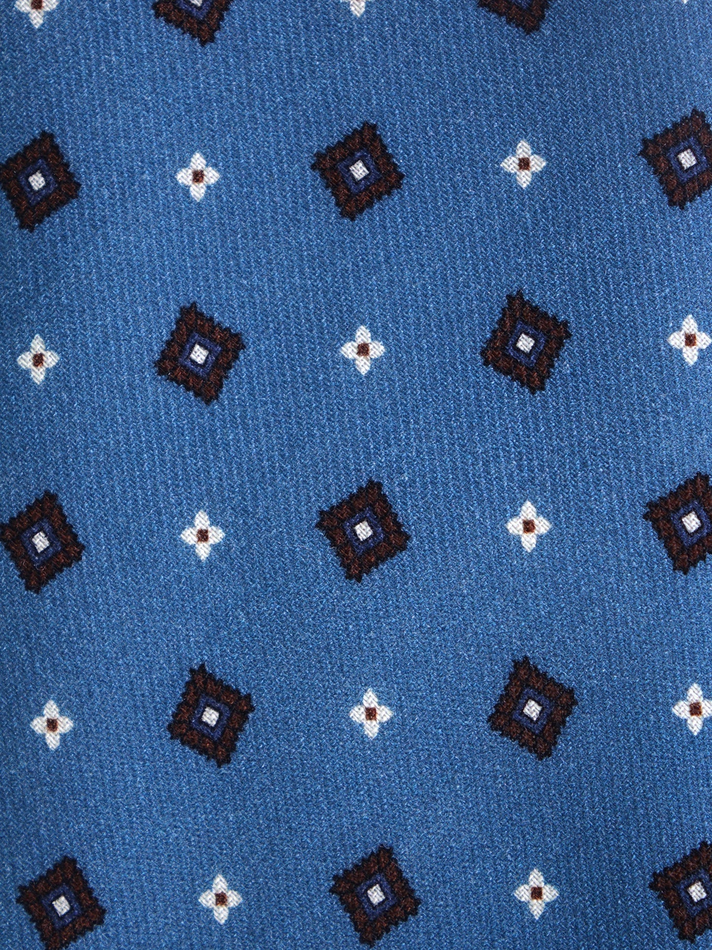 FELIX Avion Blue 3-Fold Tie in Printed English Challis Wool