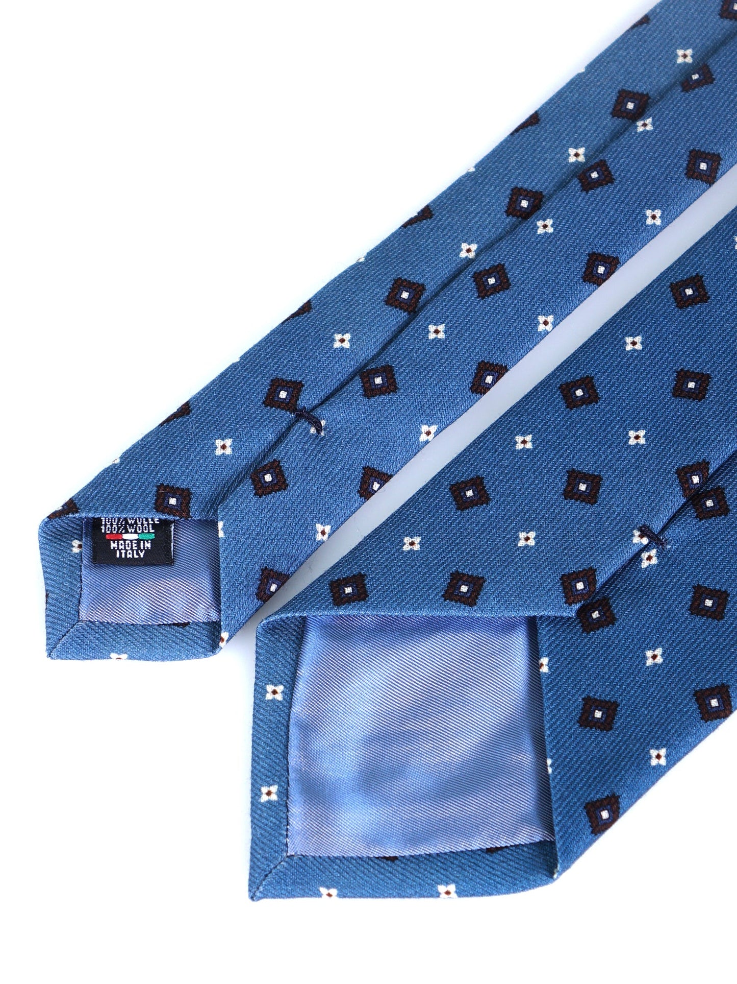 FELIX Avion Blue 3-Fold Tie in Printed English Challis Wool