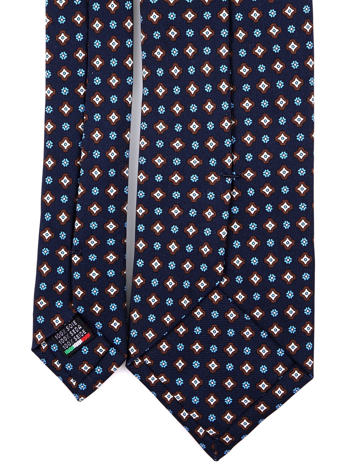 Cravatta 3 pieghe FIXI in seta stampata inglese blu navy