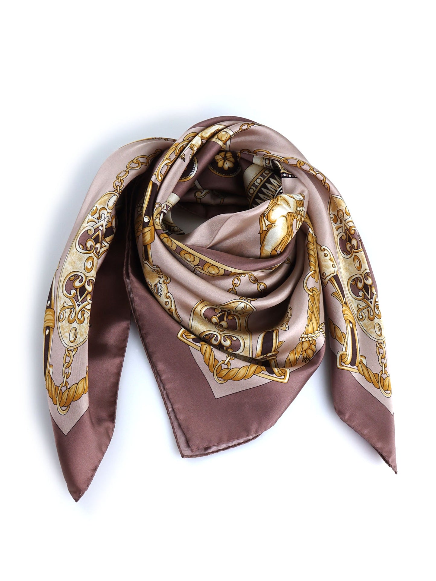 Beige Scarf 90x90cm in Printed Silk ANGELS