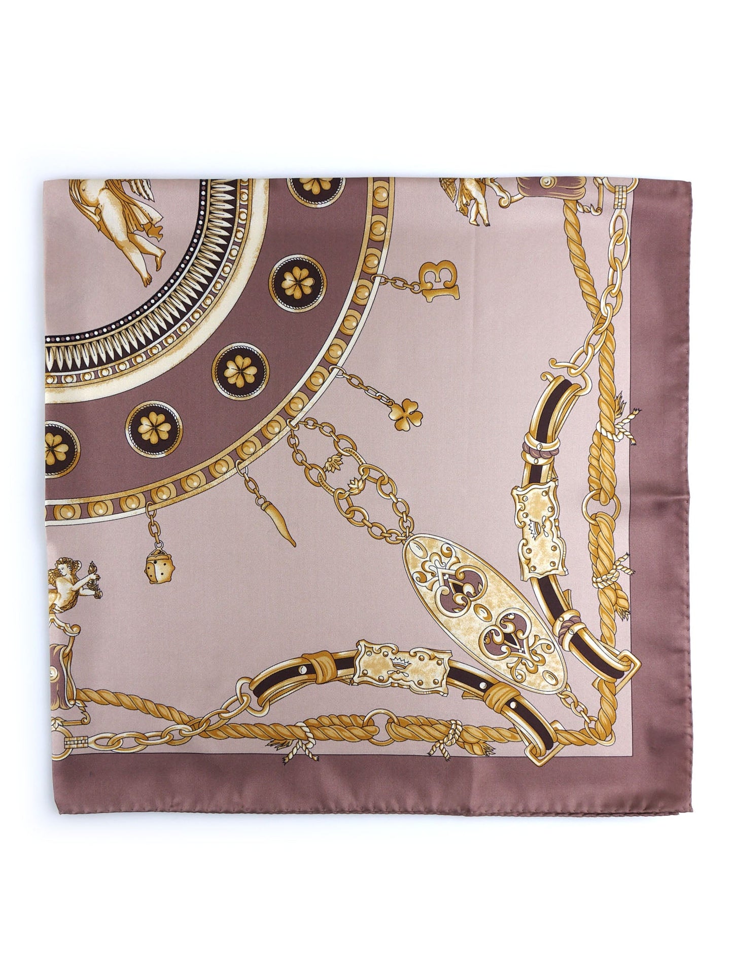 Beige Scarf 90x90cm in Printed Silk ANGELS