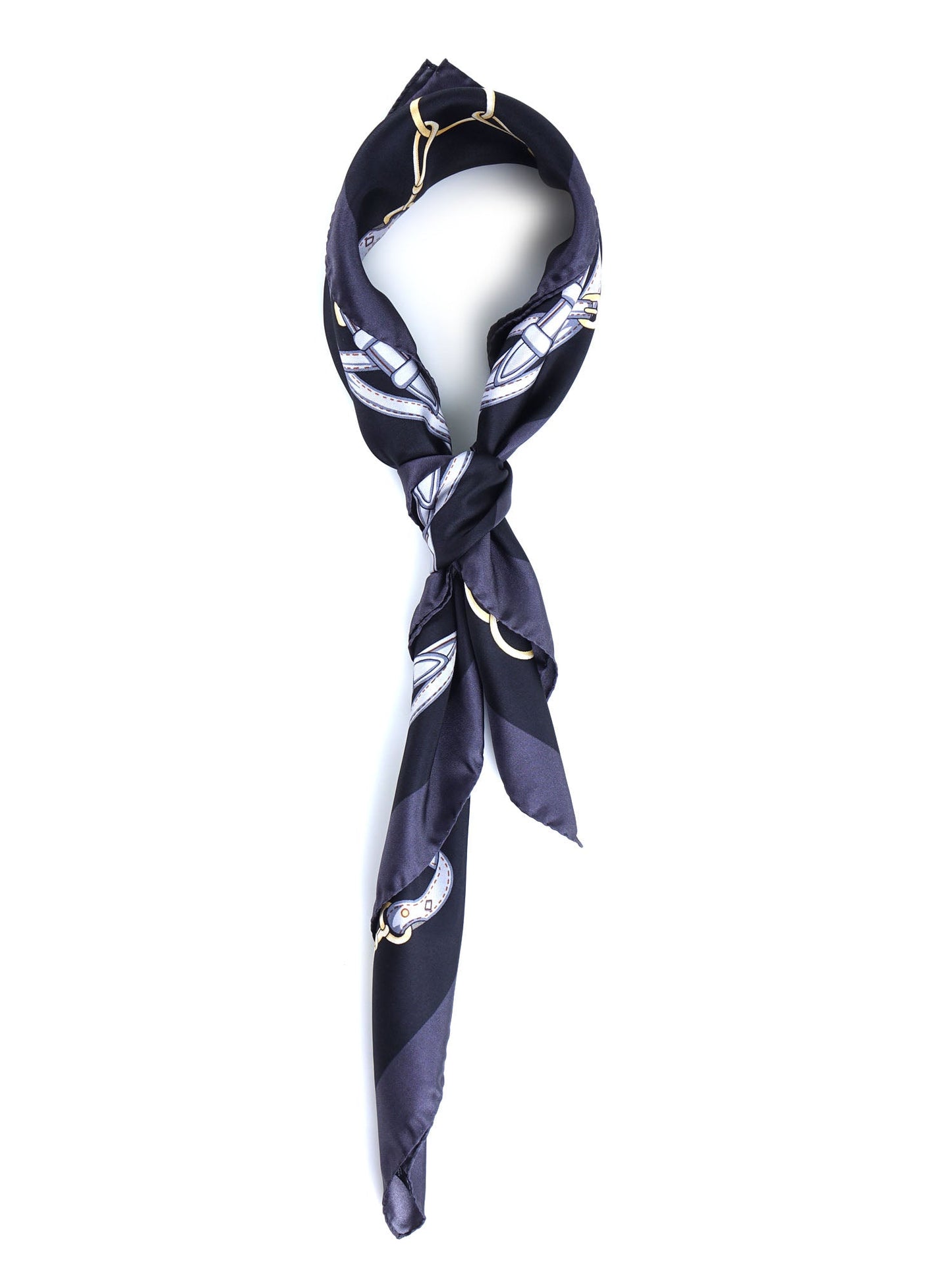 Black silk scarf 90x90cm printed REINS