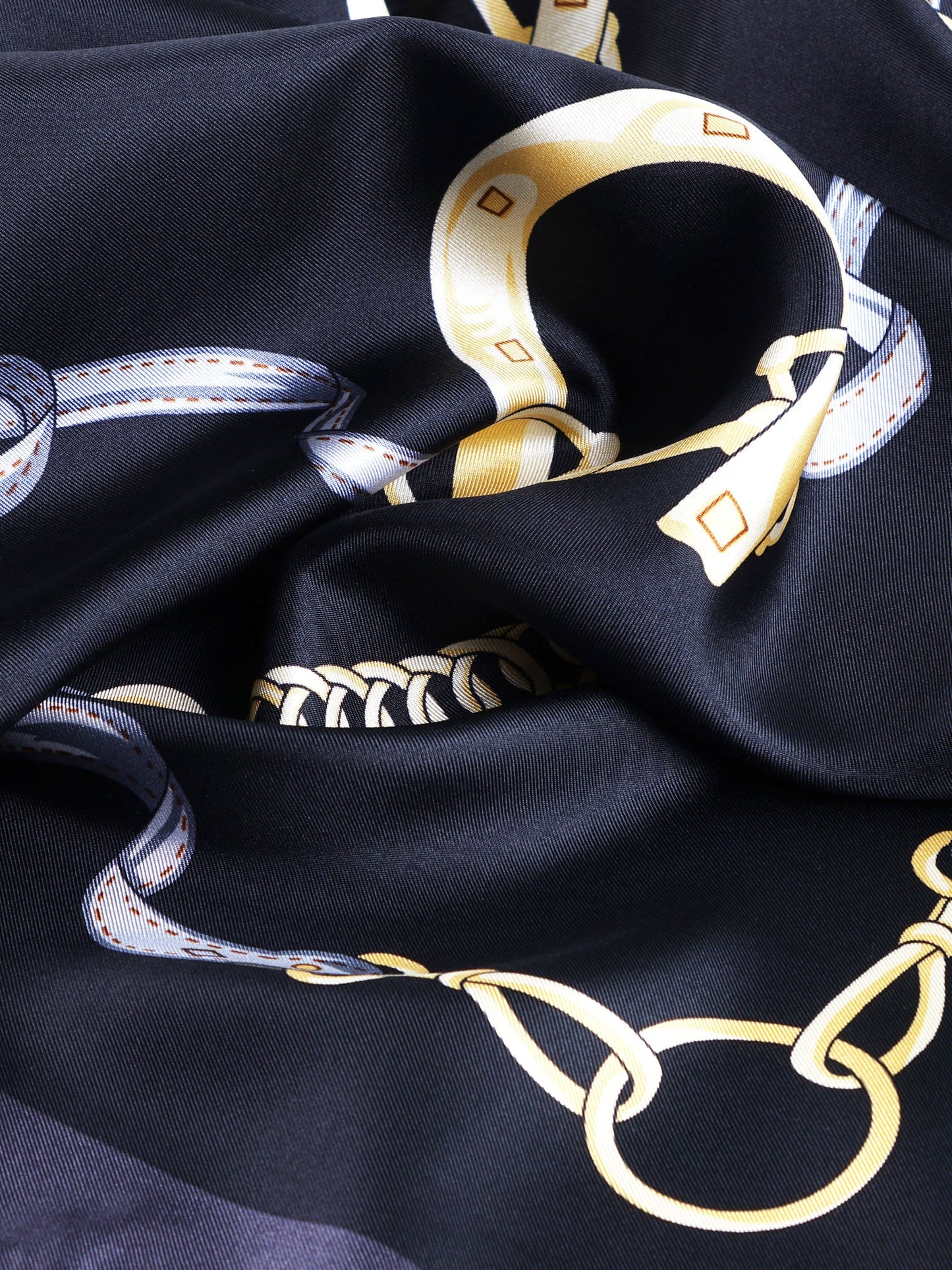 Black silk scarf 90x90cm printed REINS