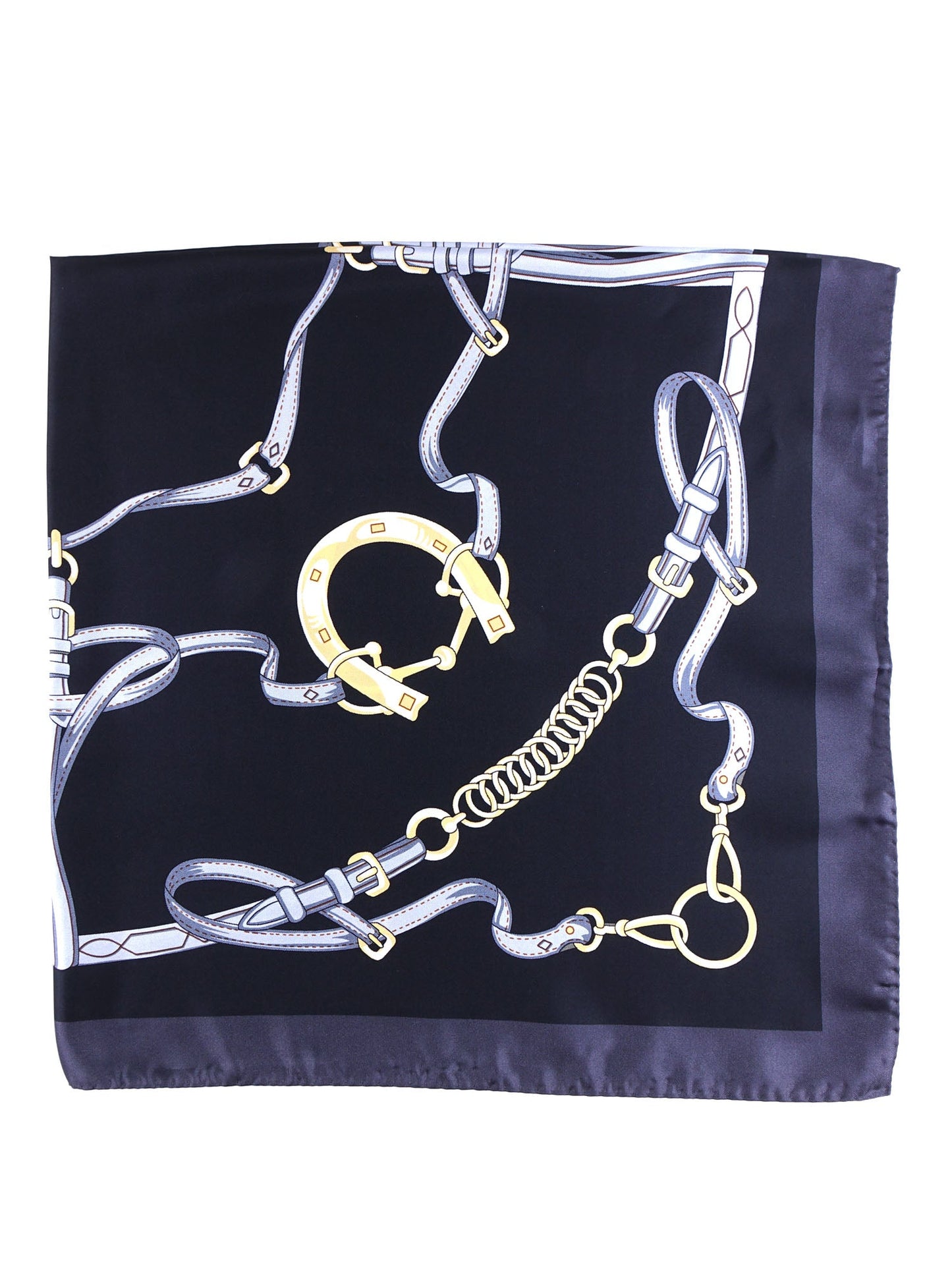 Black silk scarf 90x90cm printed REINS