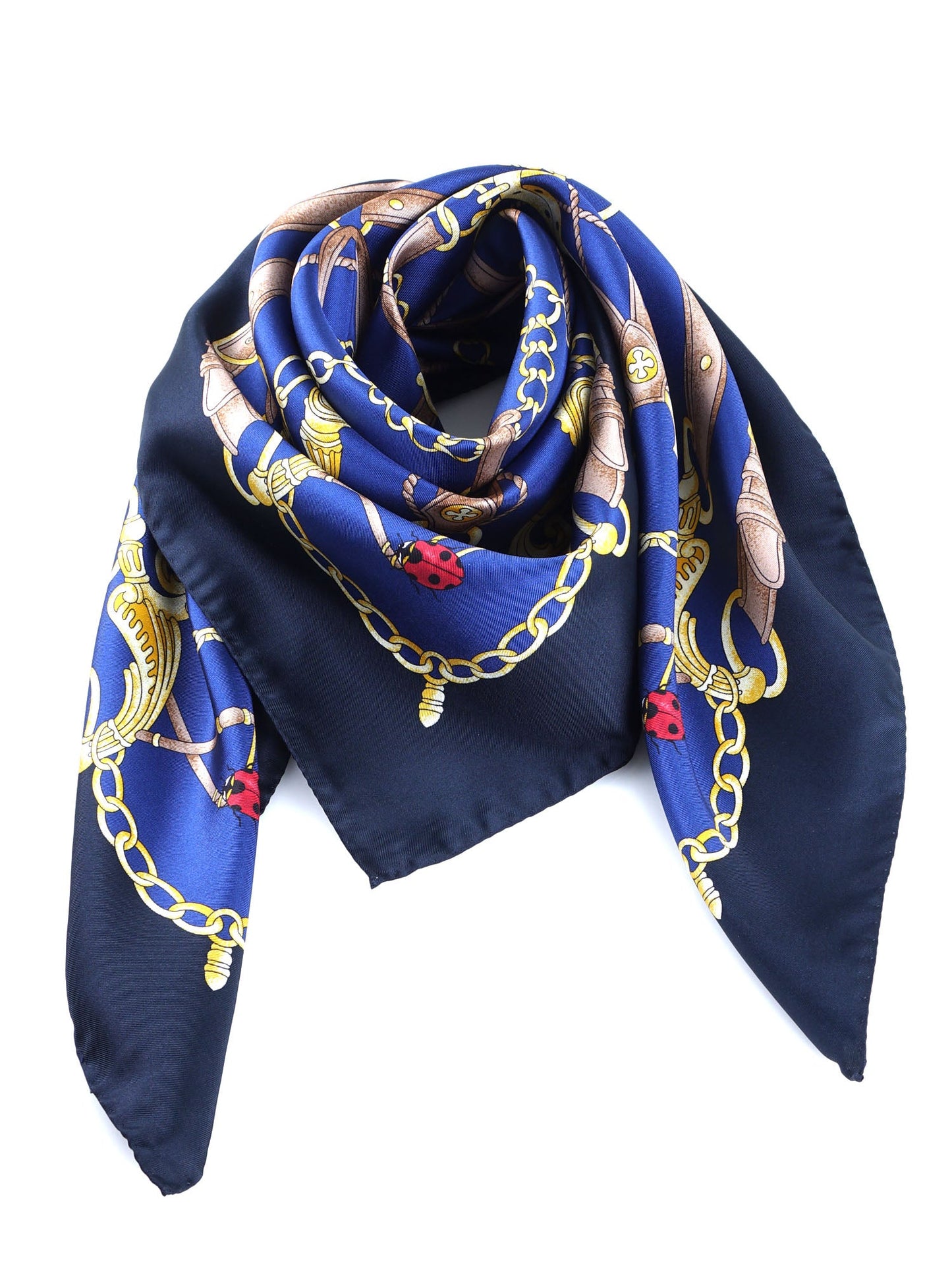 Blue scarf 90x90cm in printed silk LADY BUGS