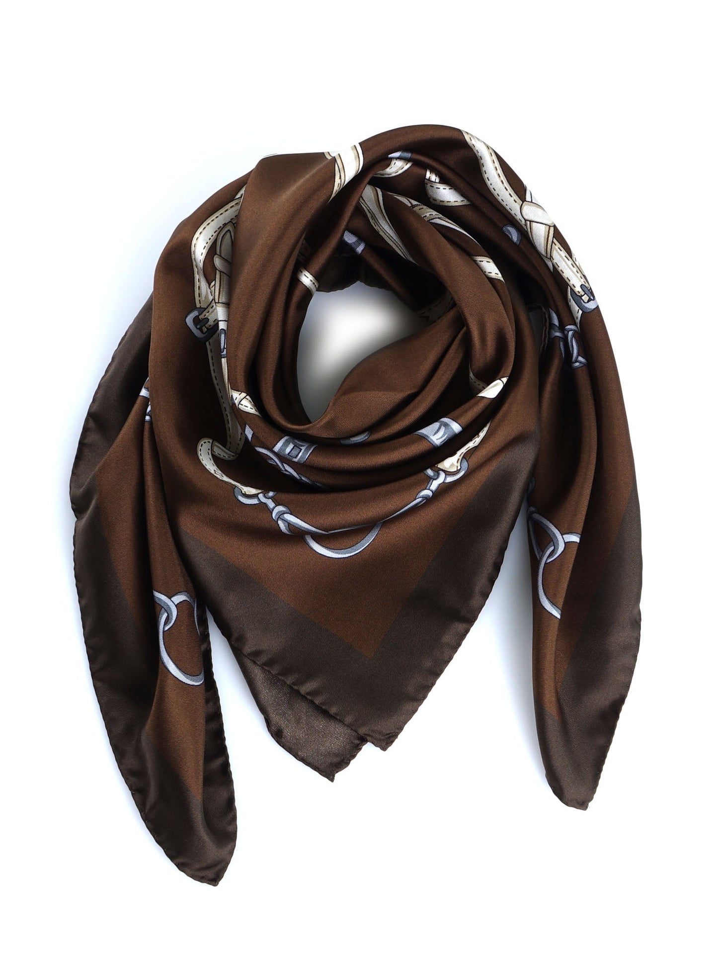 Brown silk scarf 90x90cm REINS