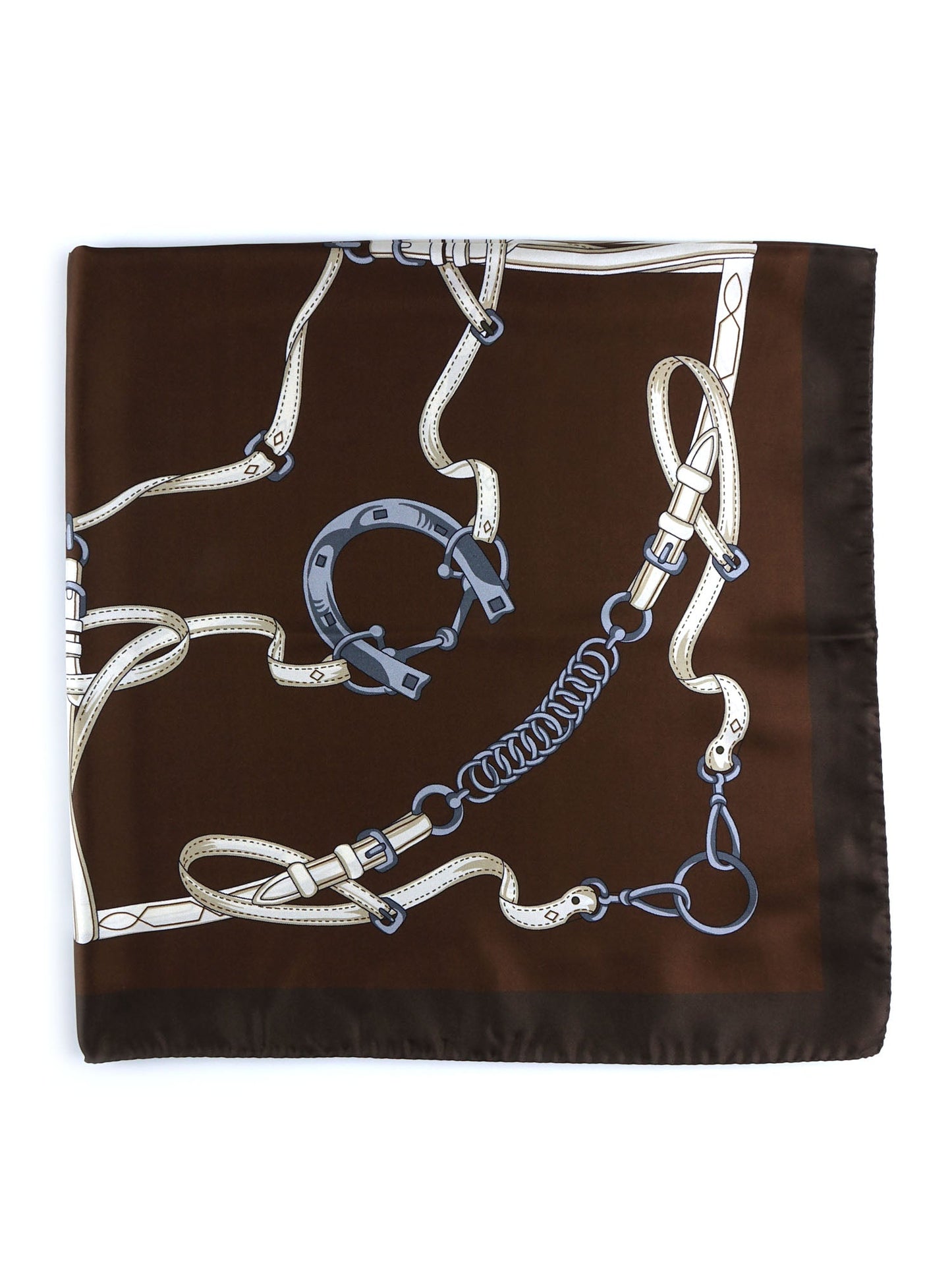 Brown silk scarf 90x90cm REINS