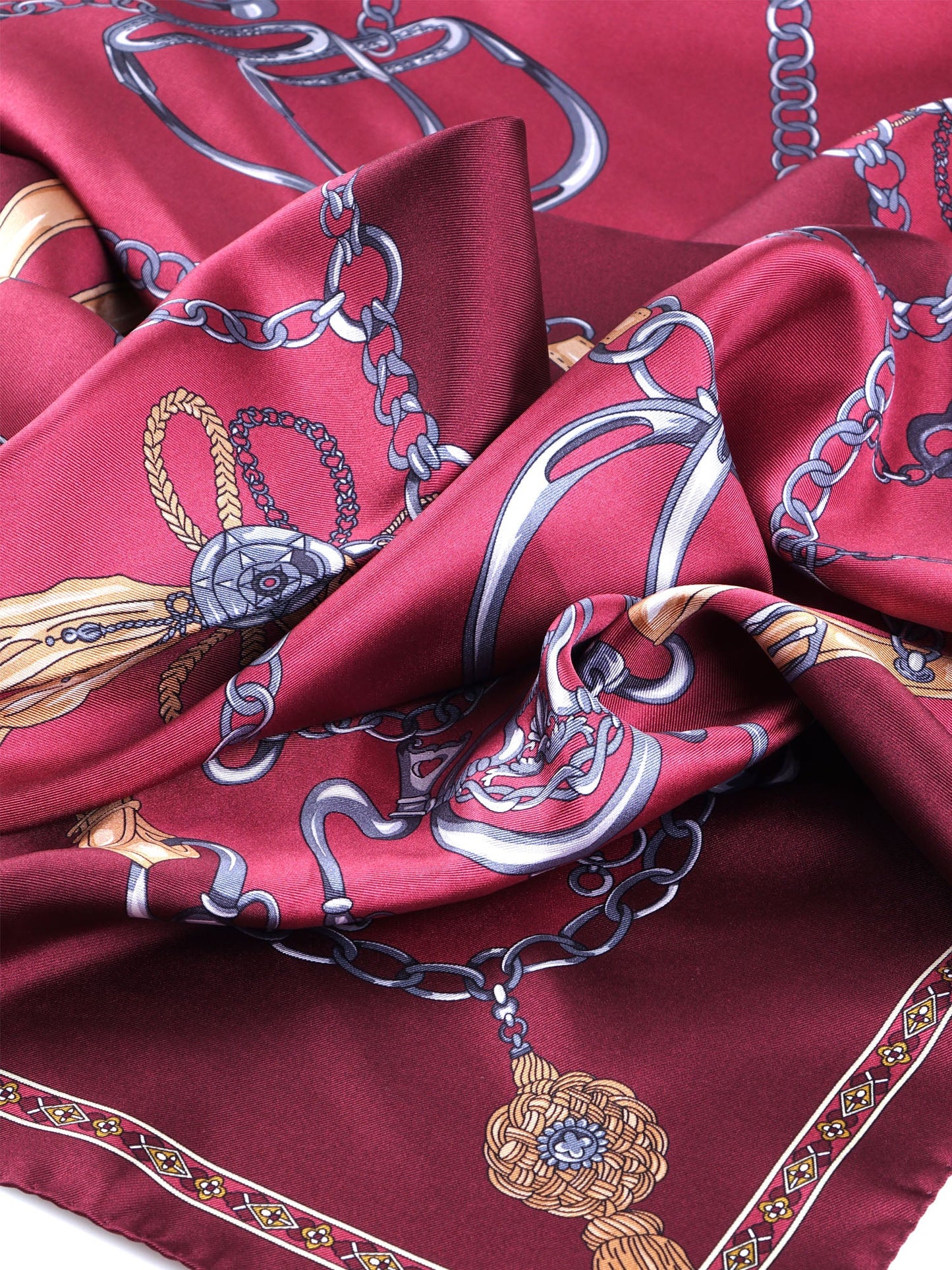 Bordeaux silk scarf 90x90cm GOOD LUCK