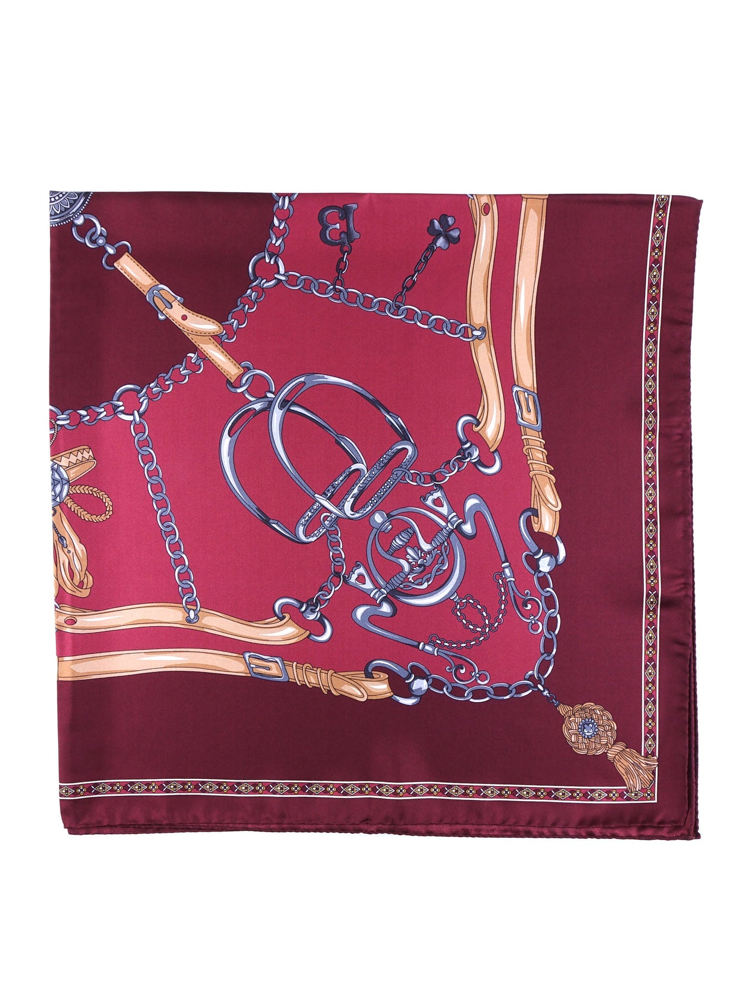 Bordeaux silk scarf 90x90cm GOOD LUCK