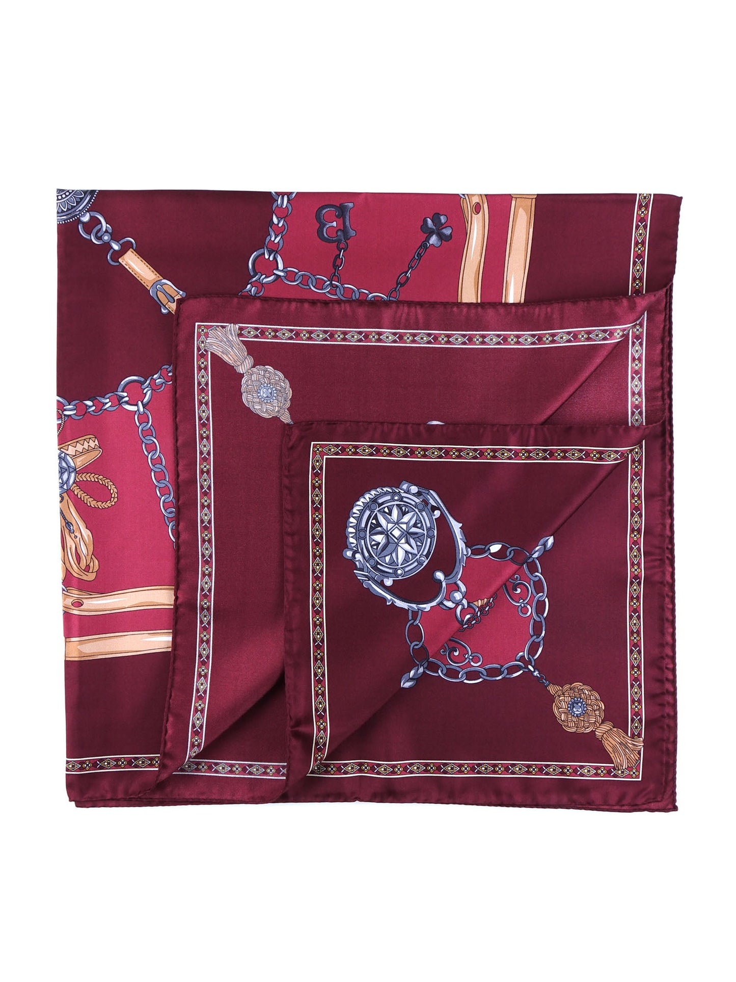 Bordeaux silk scarf 90x90cm GOOD LUCK