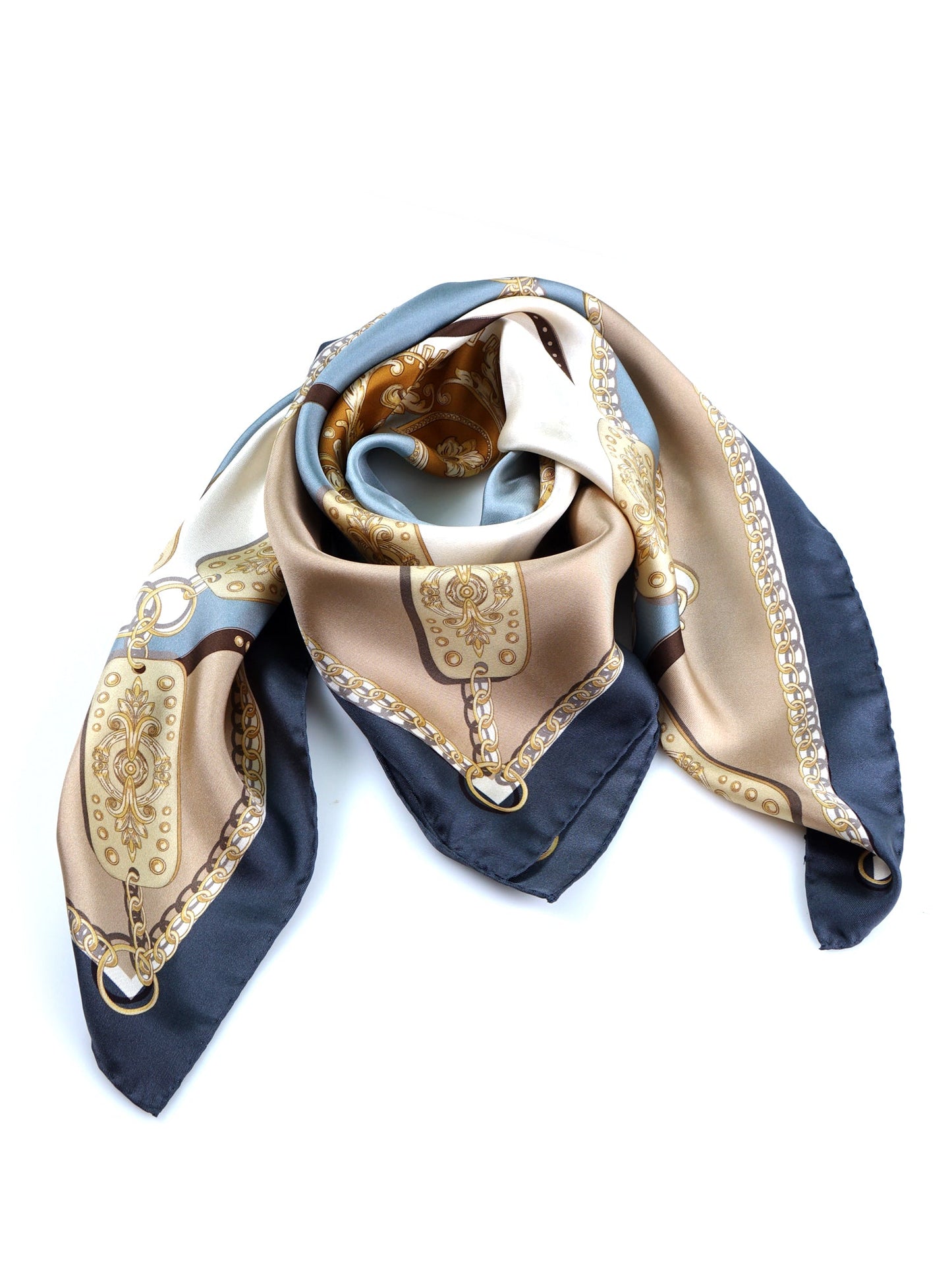 Gray made of pure printed silk Stole Scarf BERENIKE
