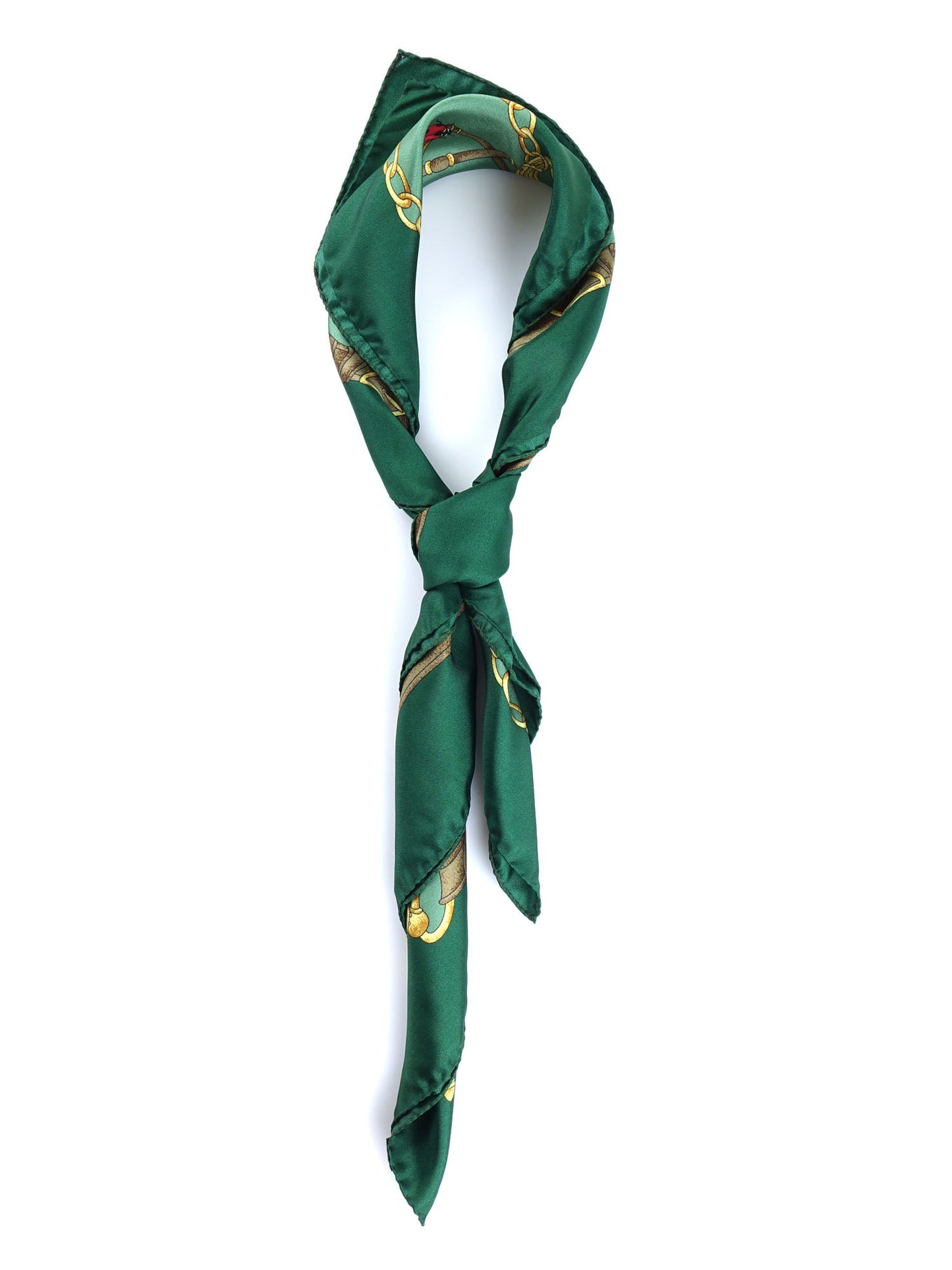 Green silk printed scarf 90x90cm LADY BUGS